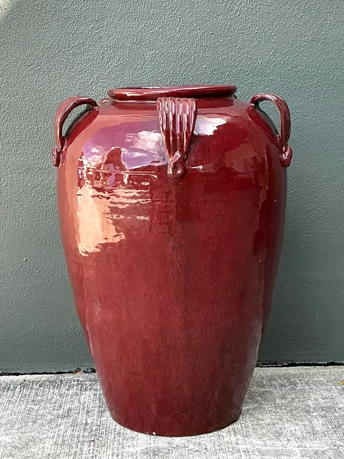 Vintage Glazed Ceramic Tall Stool - Top view
