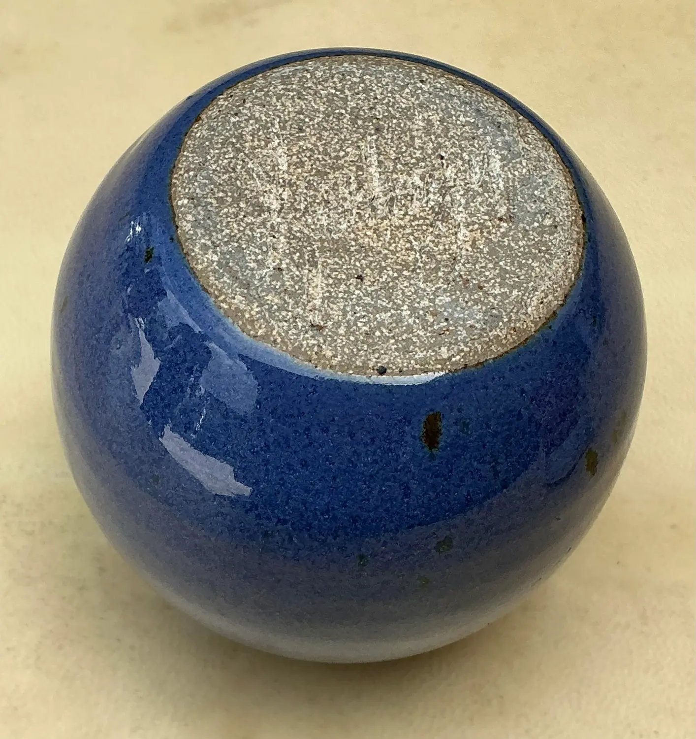 Vintage Glazed Ceramic Vase - Top view