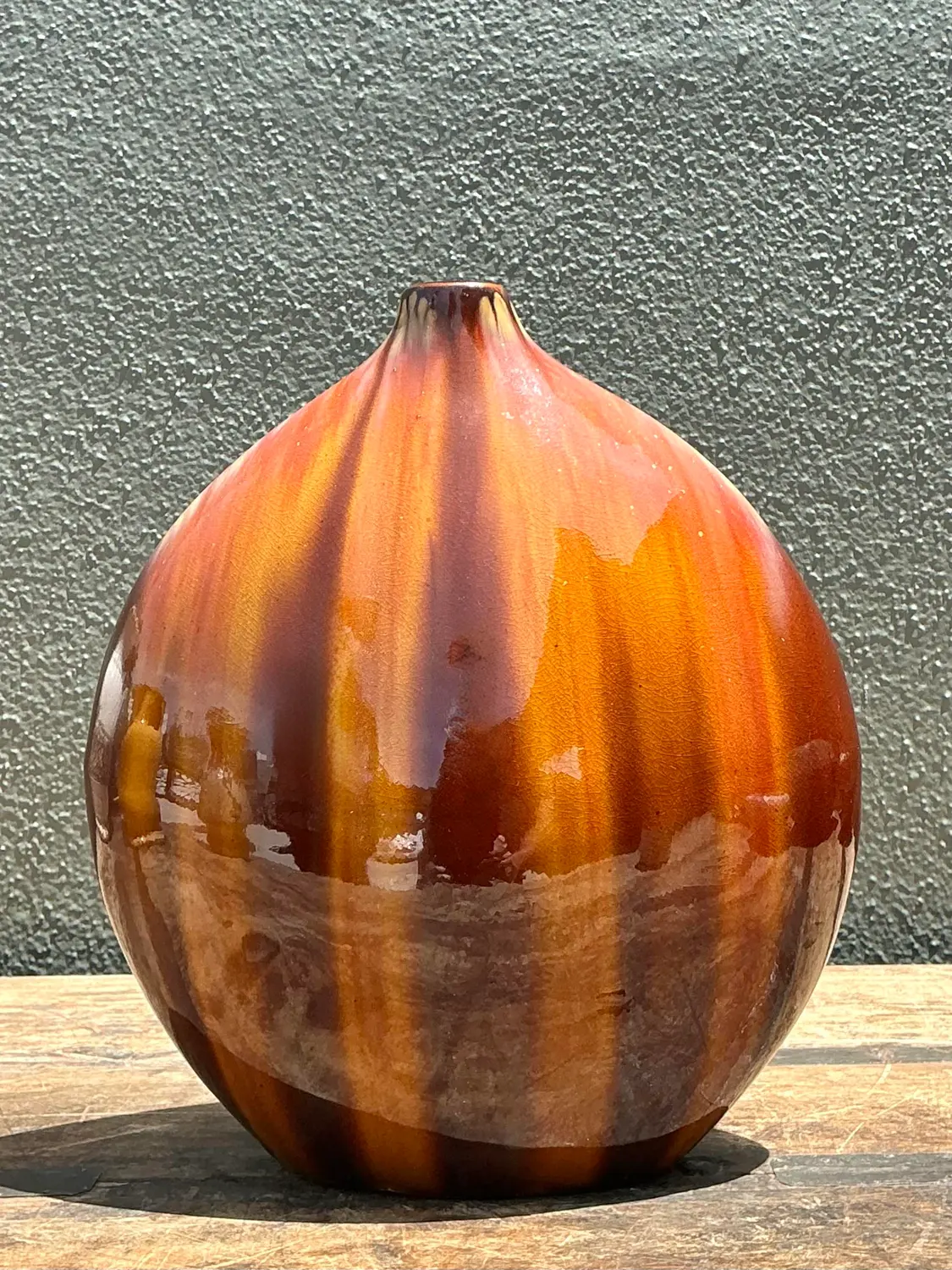 Vintage Glazed Ceramic Vase - Detail view