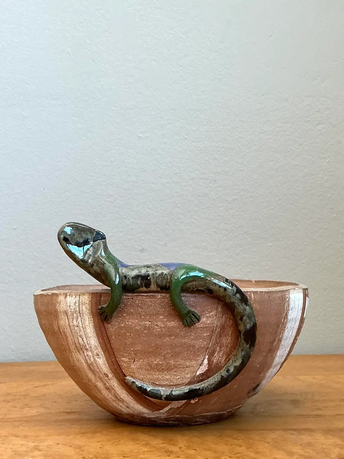 Vintage Glazed Terracotta Lizard Planter