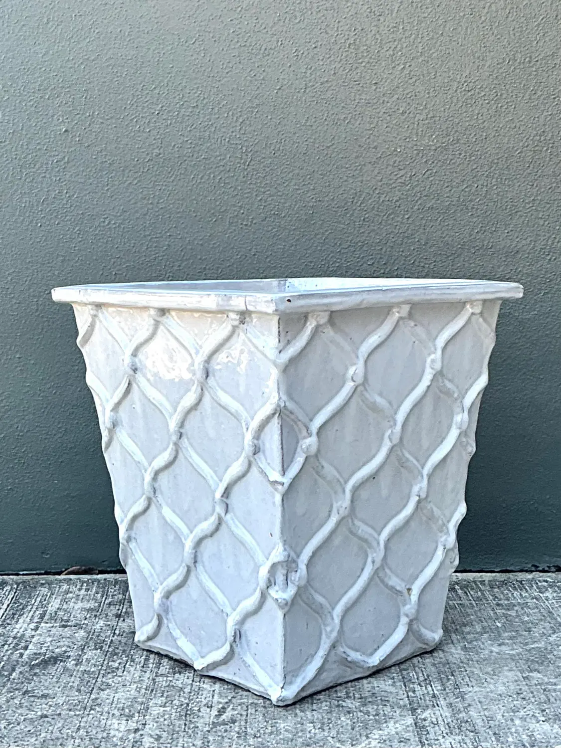 Vintage Glazed Terracotta Planter - Side view