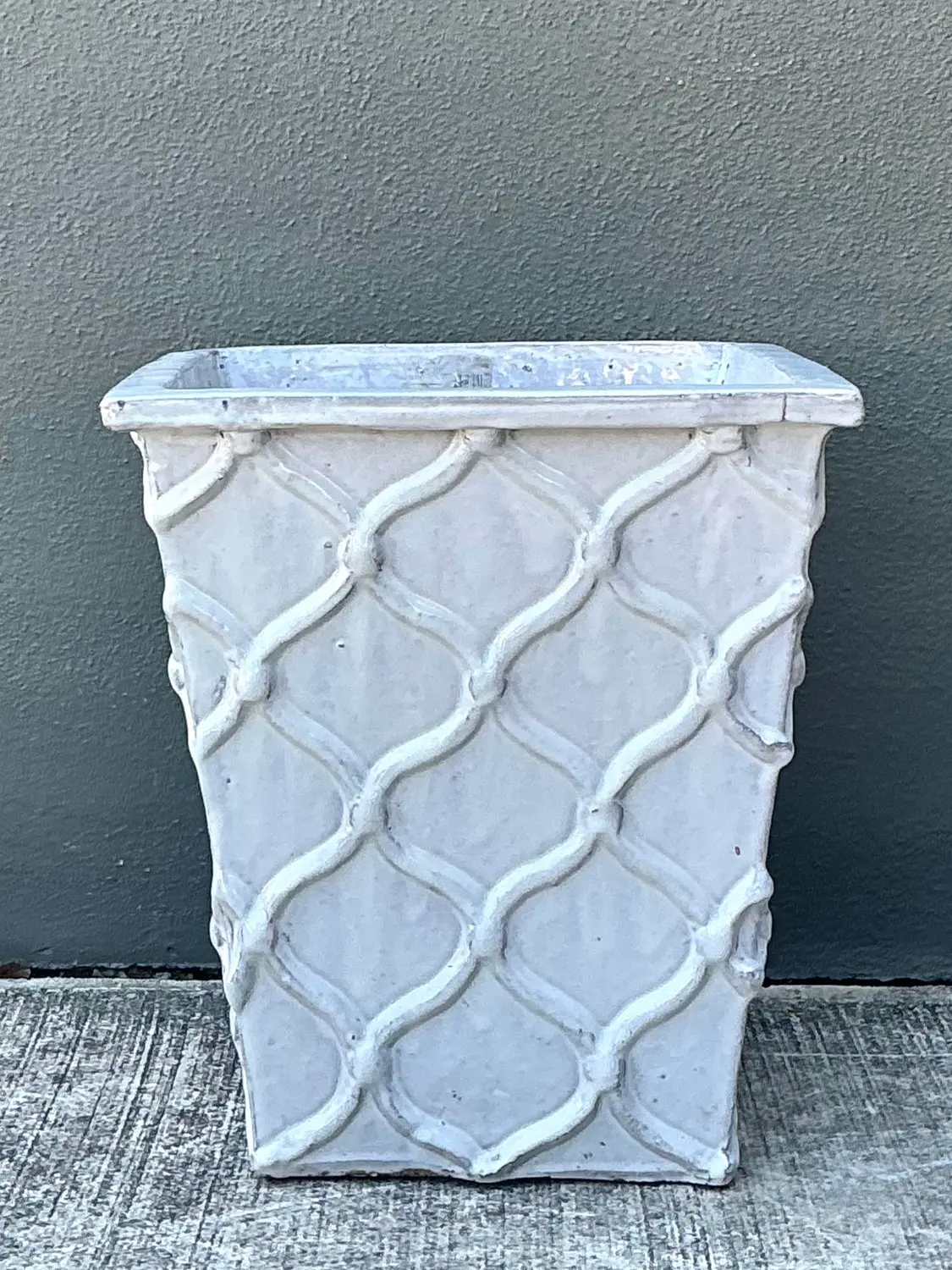 Vintage Glazed Terracotta Planter - Top view