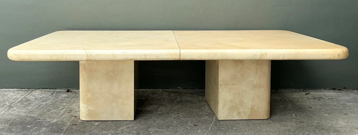 Vintage Goatskin Extendable Dining Table - Detail view