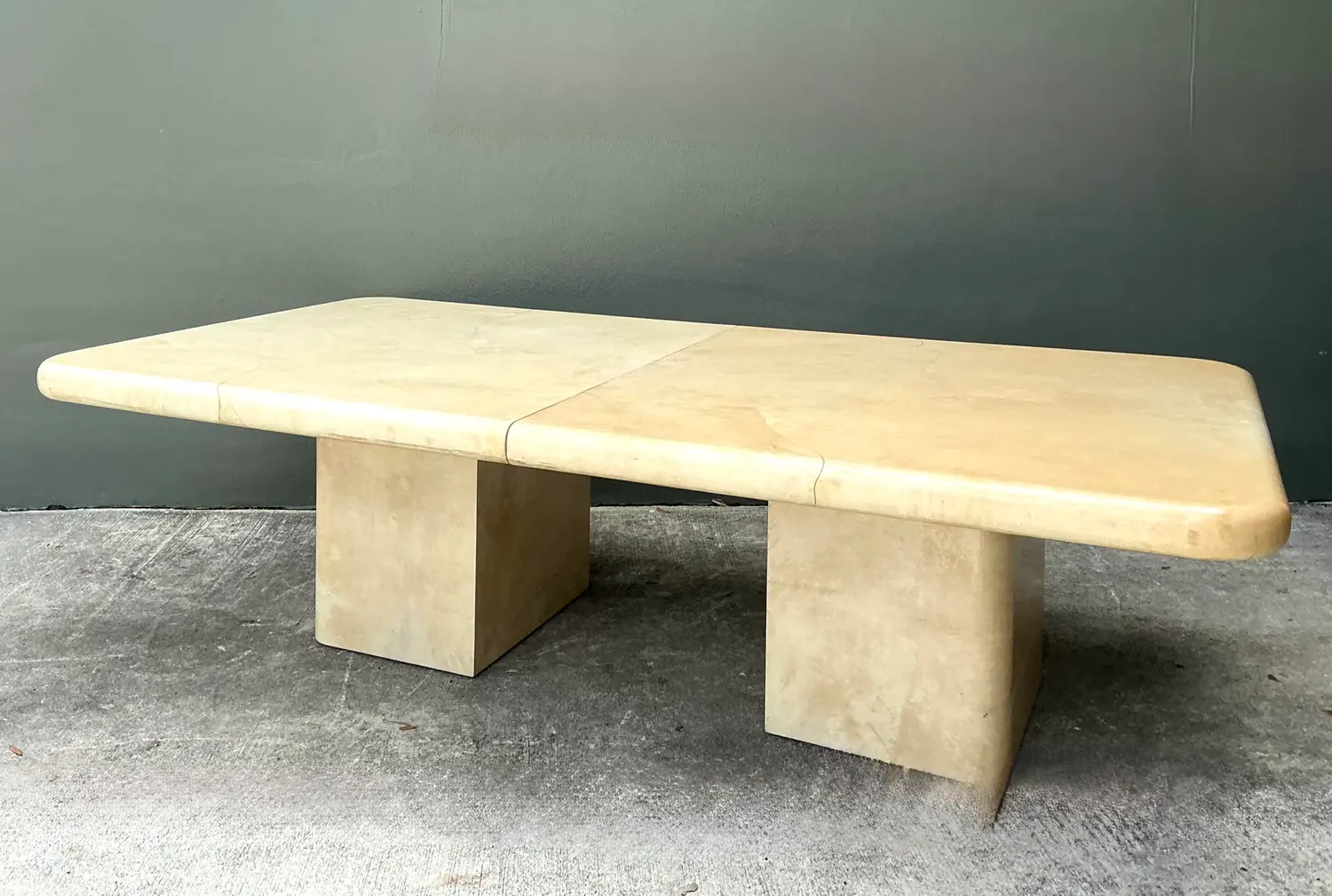 Vintage Goatskin Extendable Dining Table - Top view