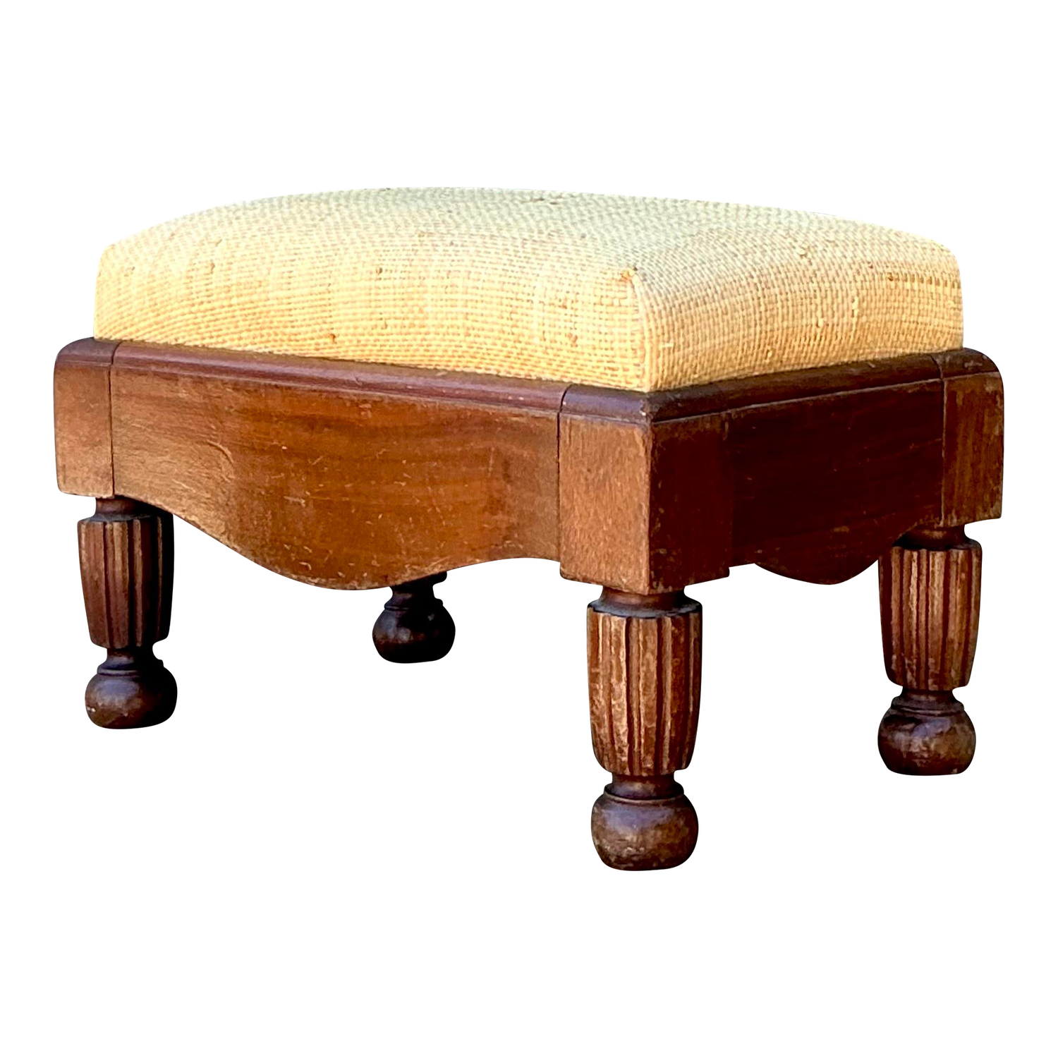 Vintage Grasscloth Footstool - Detail view