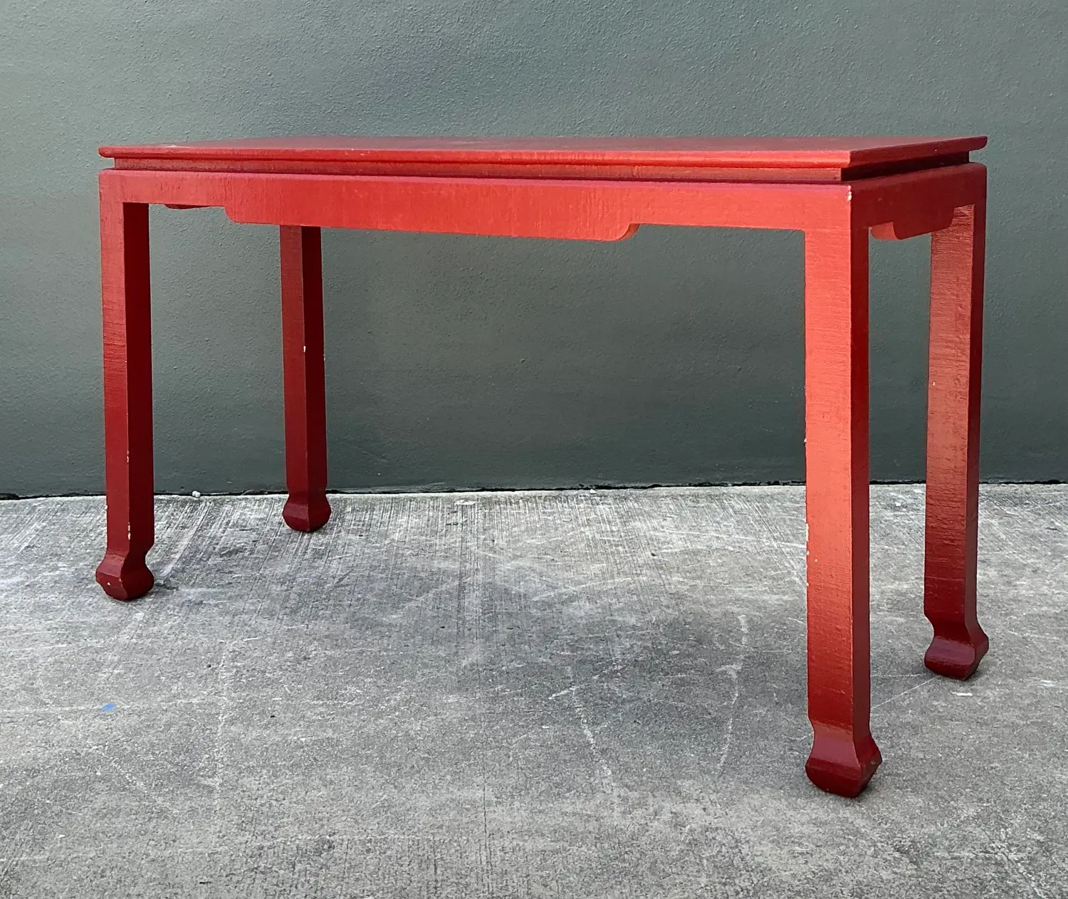 Vintage Grasscloth Ming Console Table - Top view