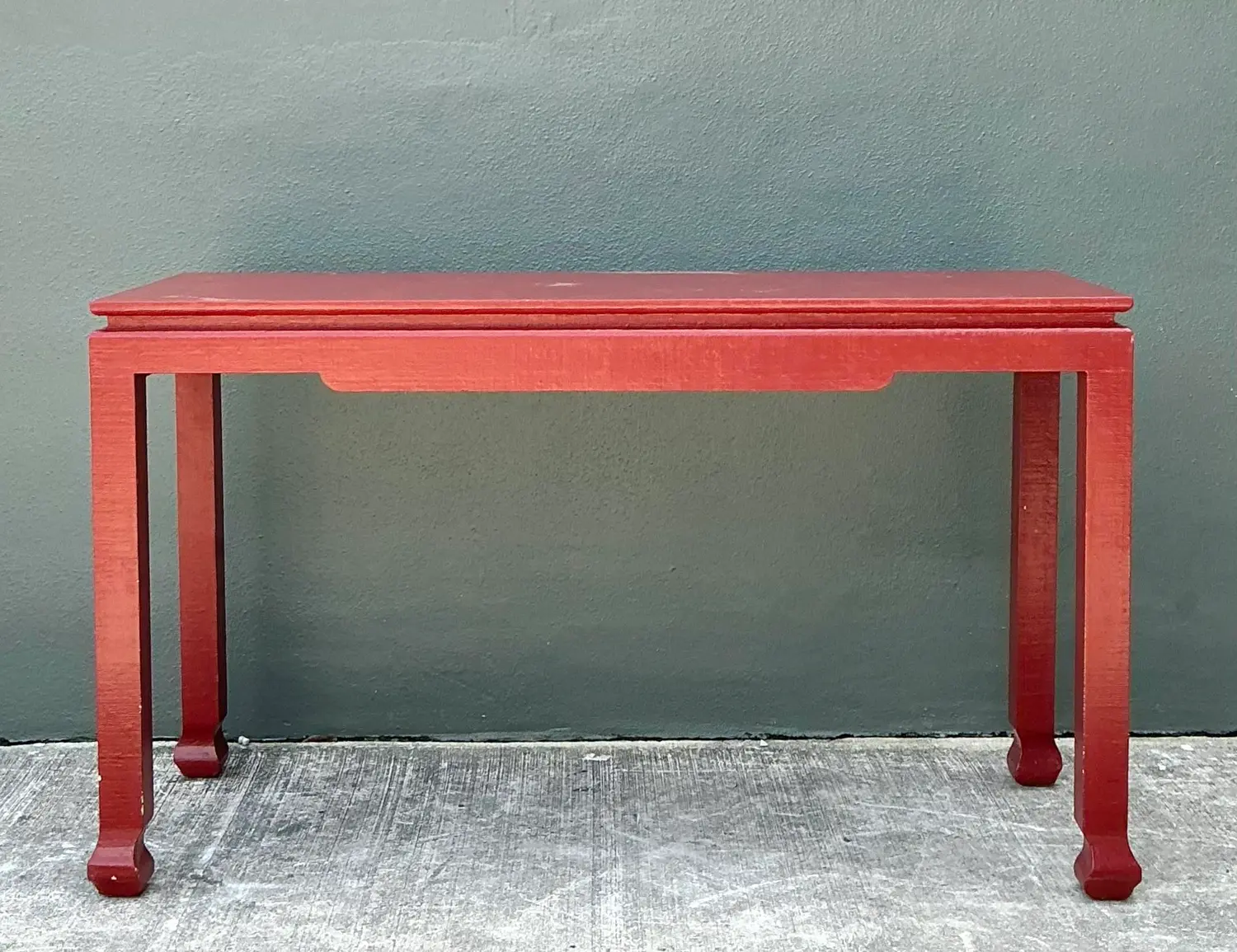 Vintage Grasscloth Ming Console Table - Detail view