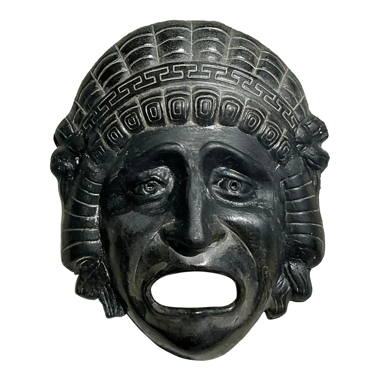 Vintage Greek Key TerraCotta Face Plaque - Detail view