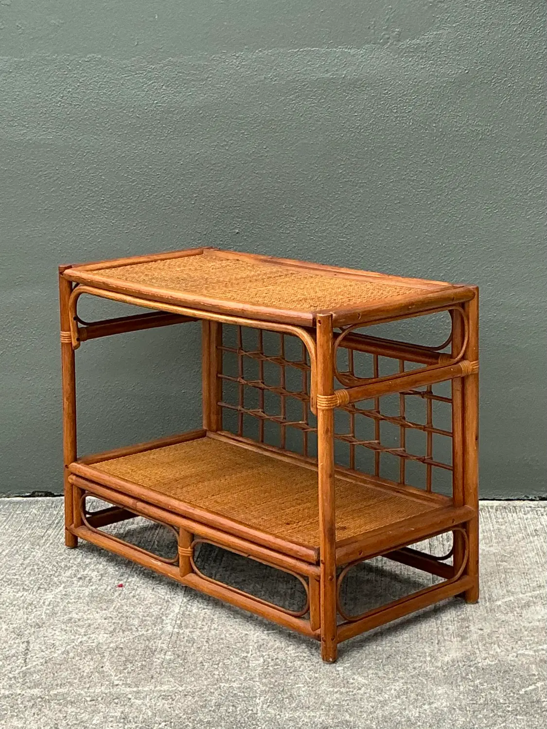 Vintage Grid Rattan Sideboard - Detail view
