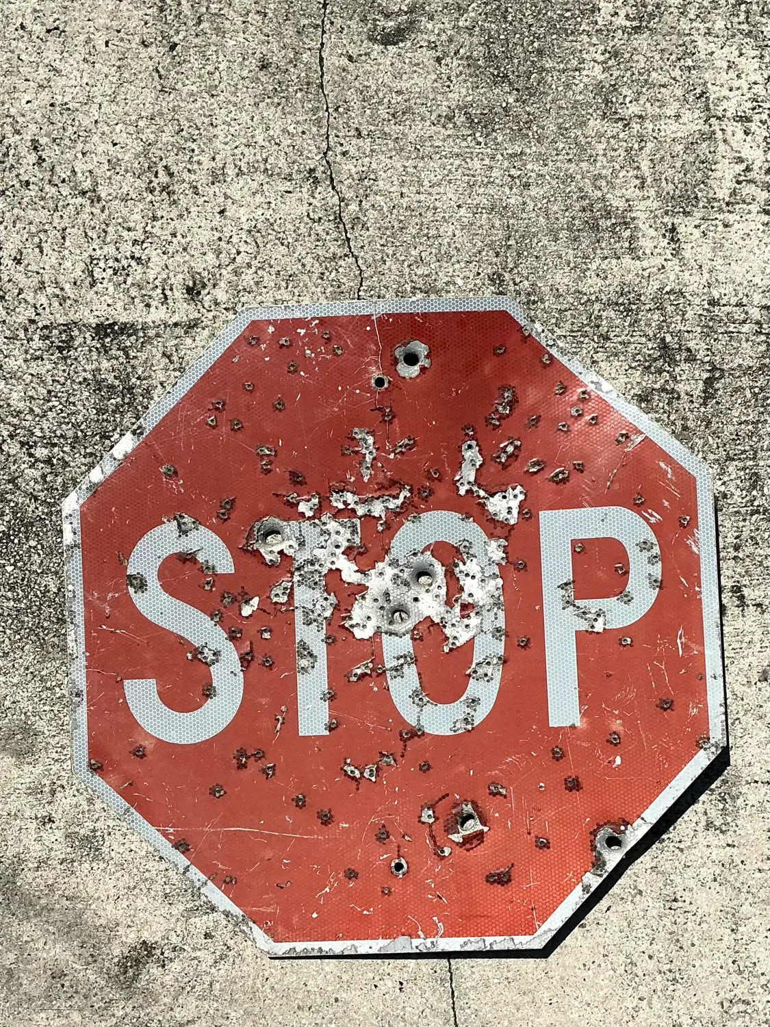 Vintage Gunshot Stop Sign - Back view