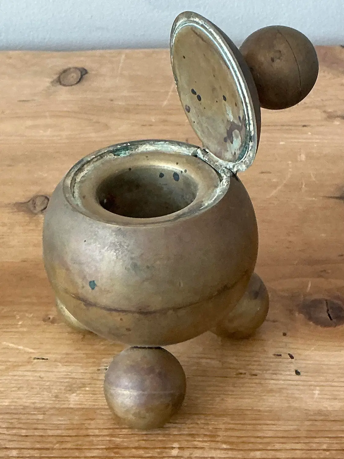 Vintage Gusums Brass Inkwell - Top view