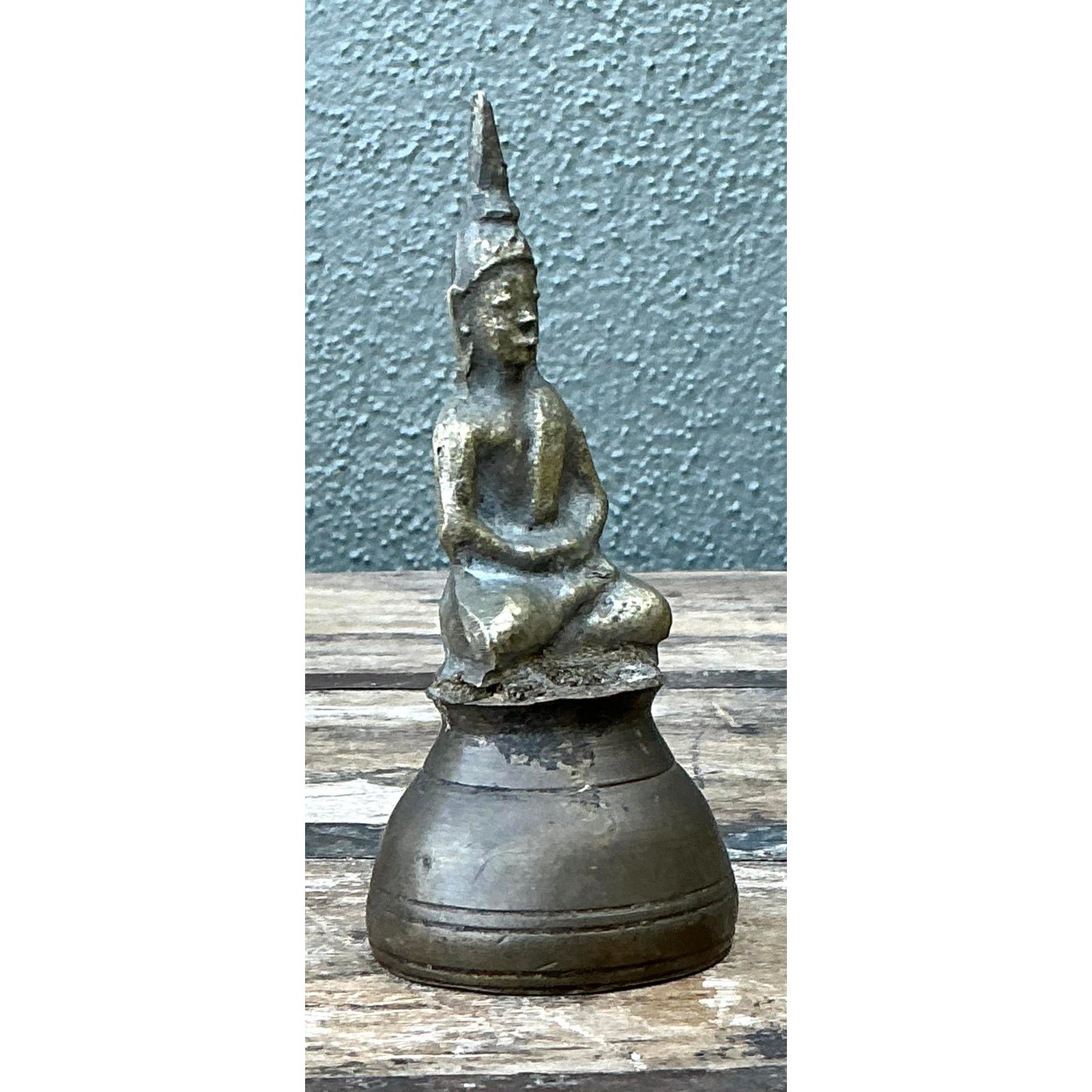 Vintage Hammered Brass Candle Snuffer - Side view