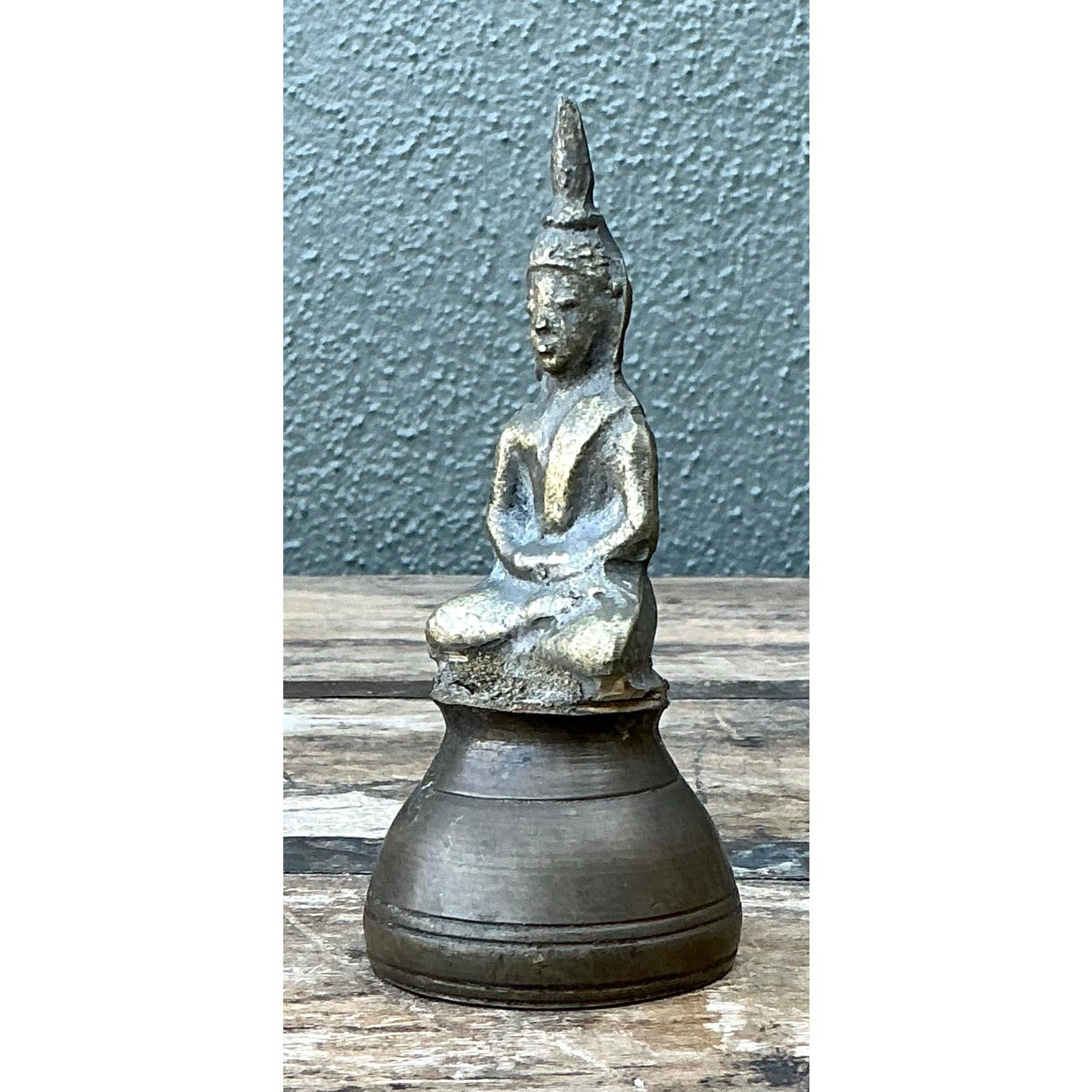 Vintage Hammered Brass Candle Snuffer - Top view