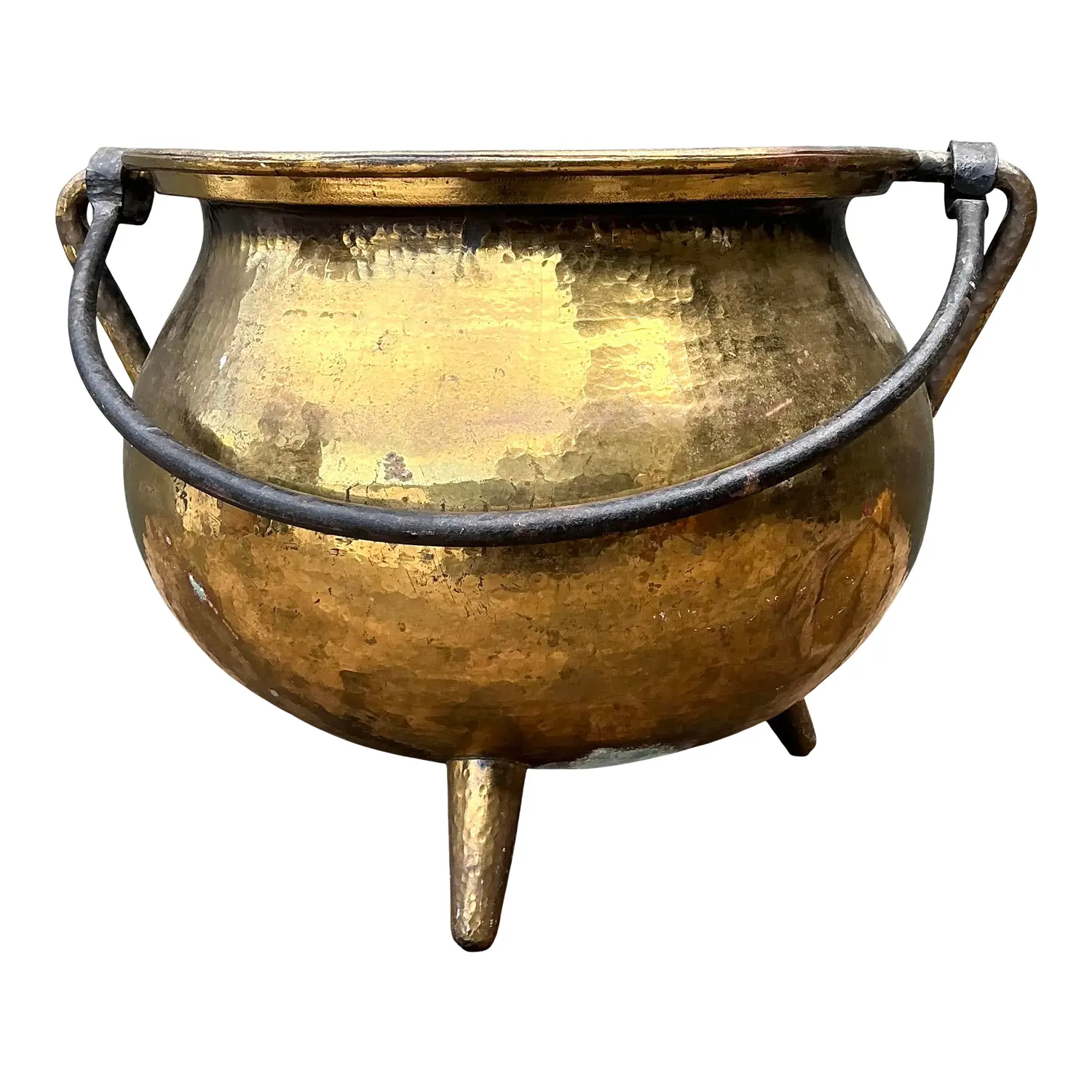 Vintage Hammered Brass Cauldron