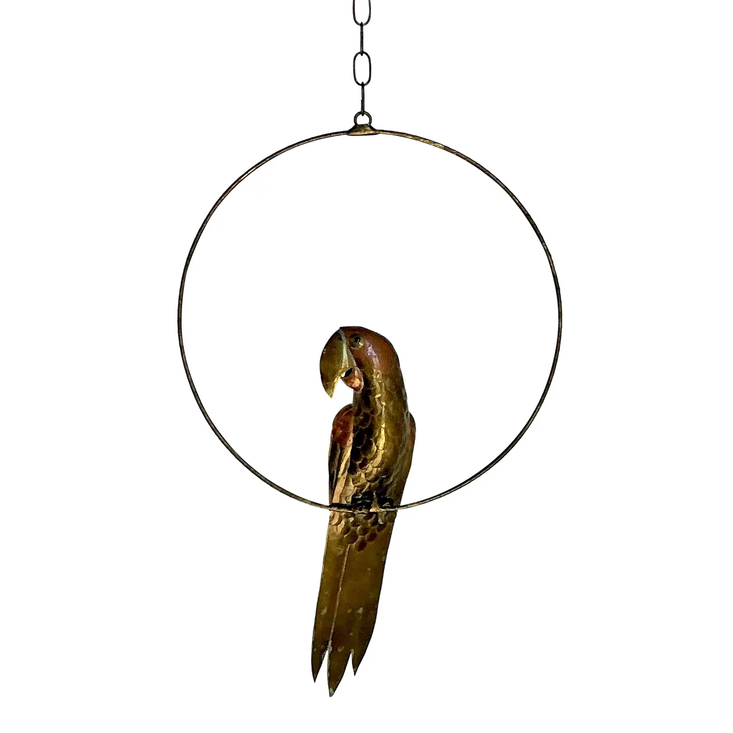 Vintage Hammered Metal Parrot on Ring After Sergio Bustamante