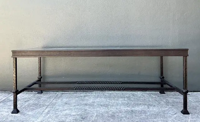 Vintage Hammered Wrought Iron Coffee Table - Back view