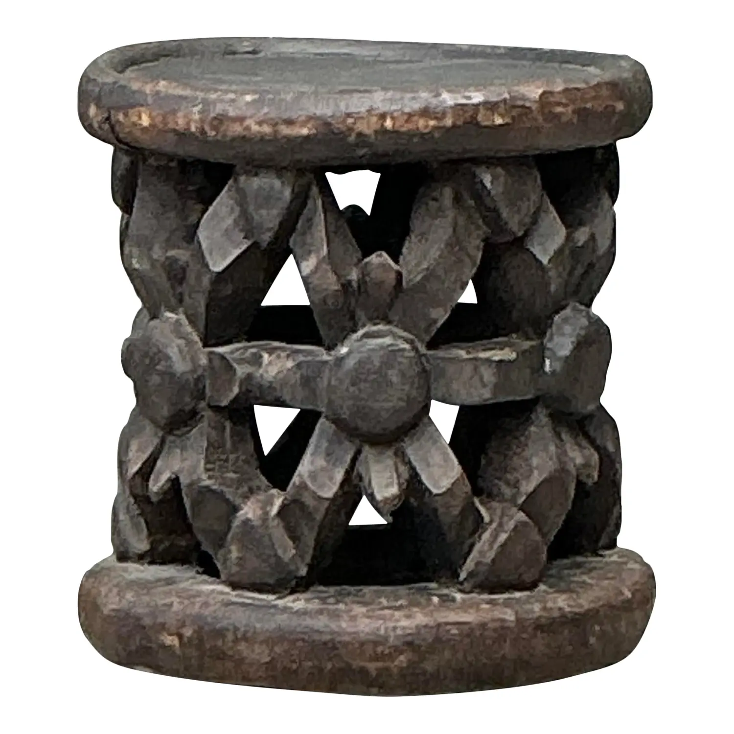 Vintage Hand Carved Bambileke Low Stool