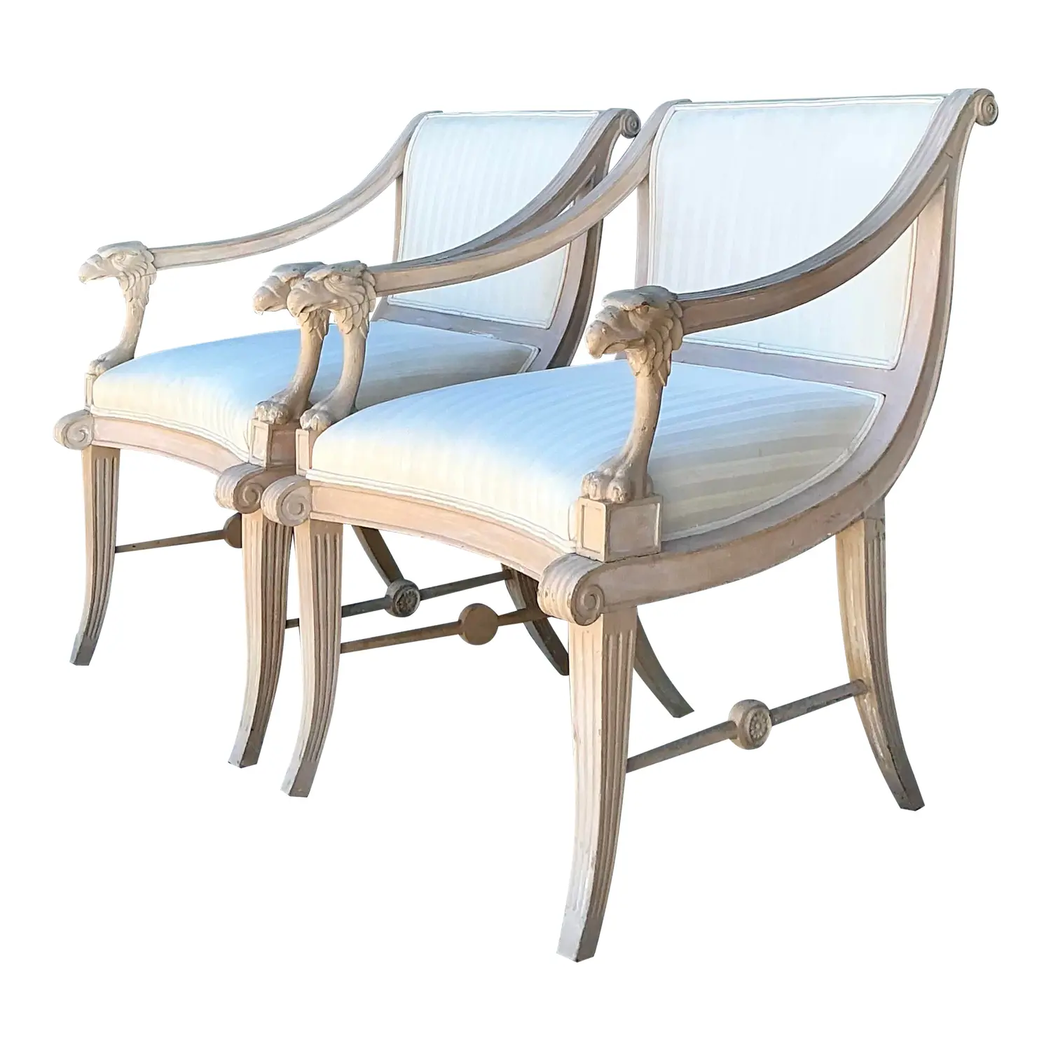 Vintage Hand Carved Eagles Head Lounge Chairs - A Pair