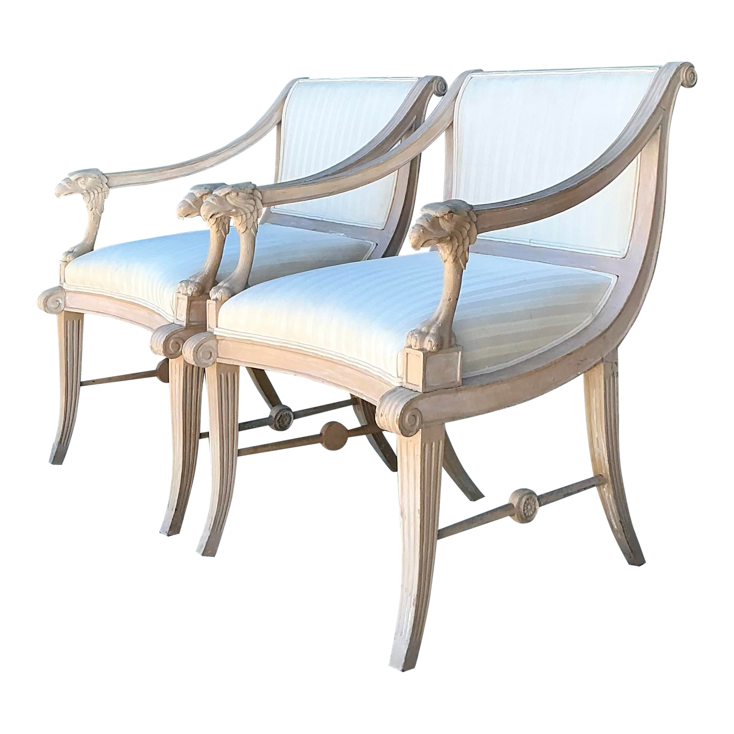 Vintage Hand Carved Eagles Head Lounge Chairs - A Pair - Detail view