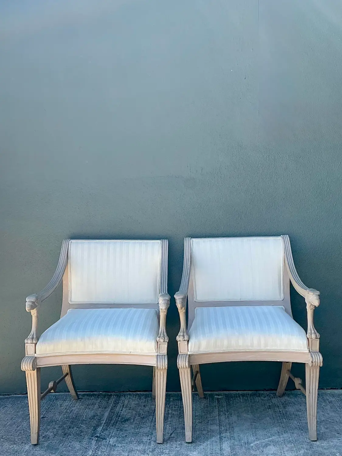 Vintage Hand Carved Eagles Head Lounge Chairs - A Pair - Side view
