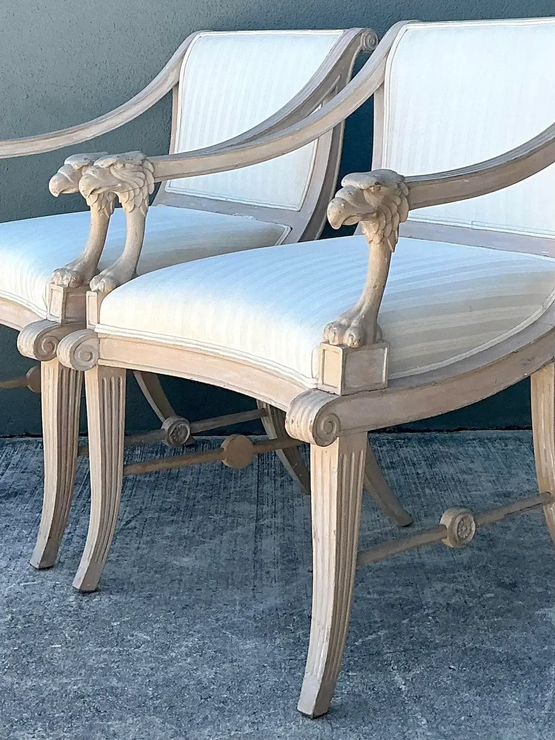 Vintage Hand Carved Eagles Head Lounge Chairs - A Pair - Top view
