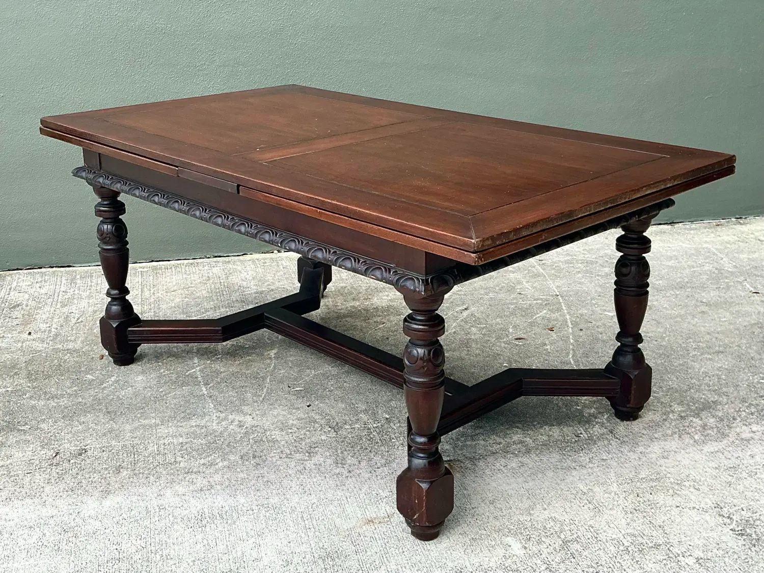 Vintage Hand Carved Extendable Dining Table - Detail view