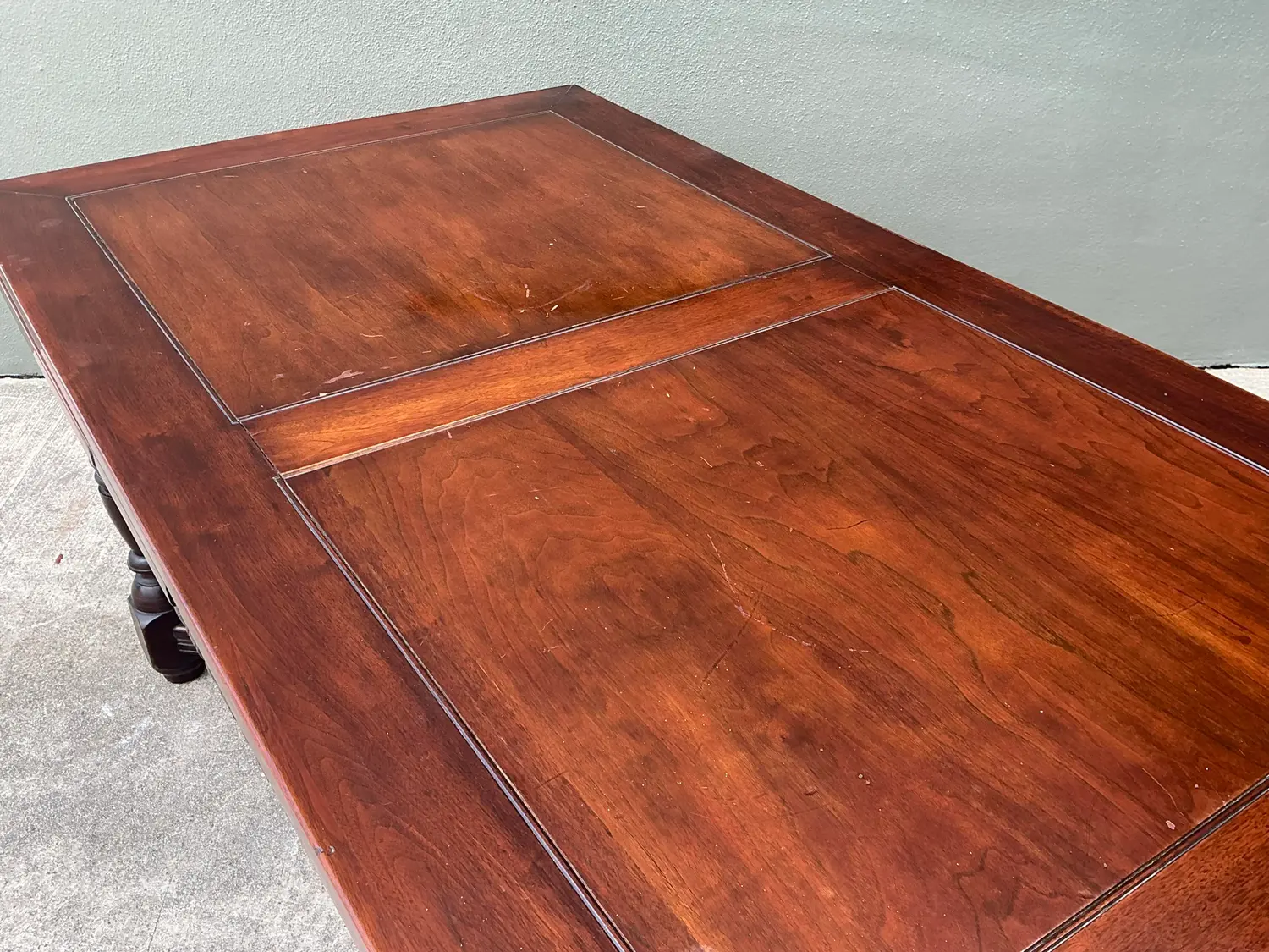 Vintage Hand Carved Extendable Dining Table - Top view