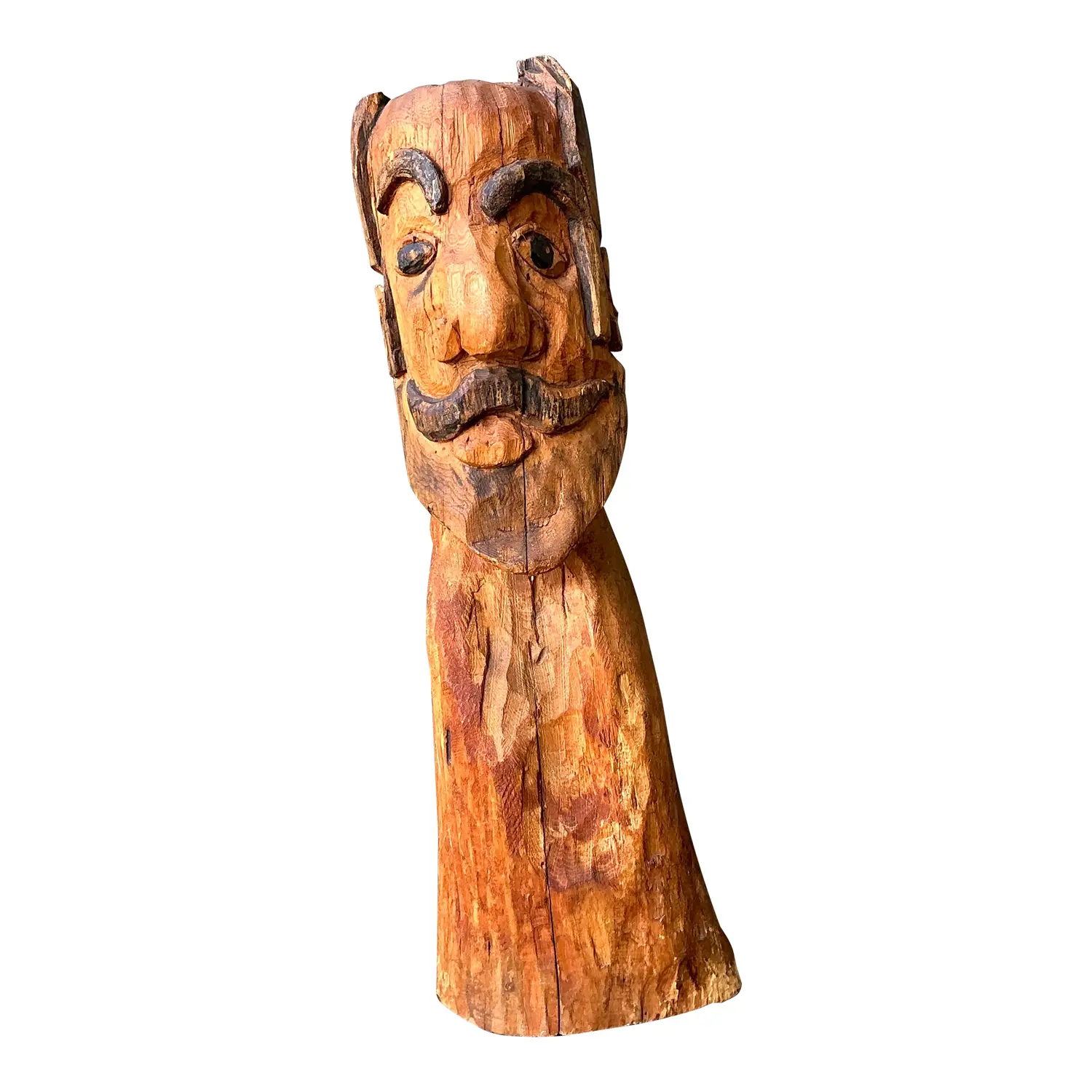 Vintage Hand Carved Man With Mustache - Detail view
