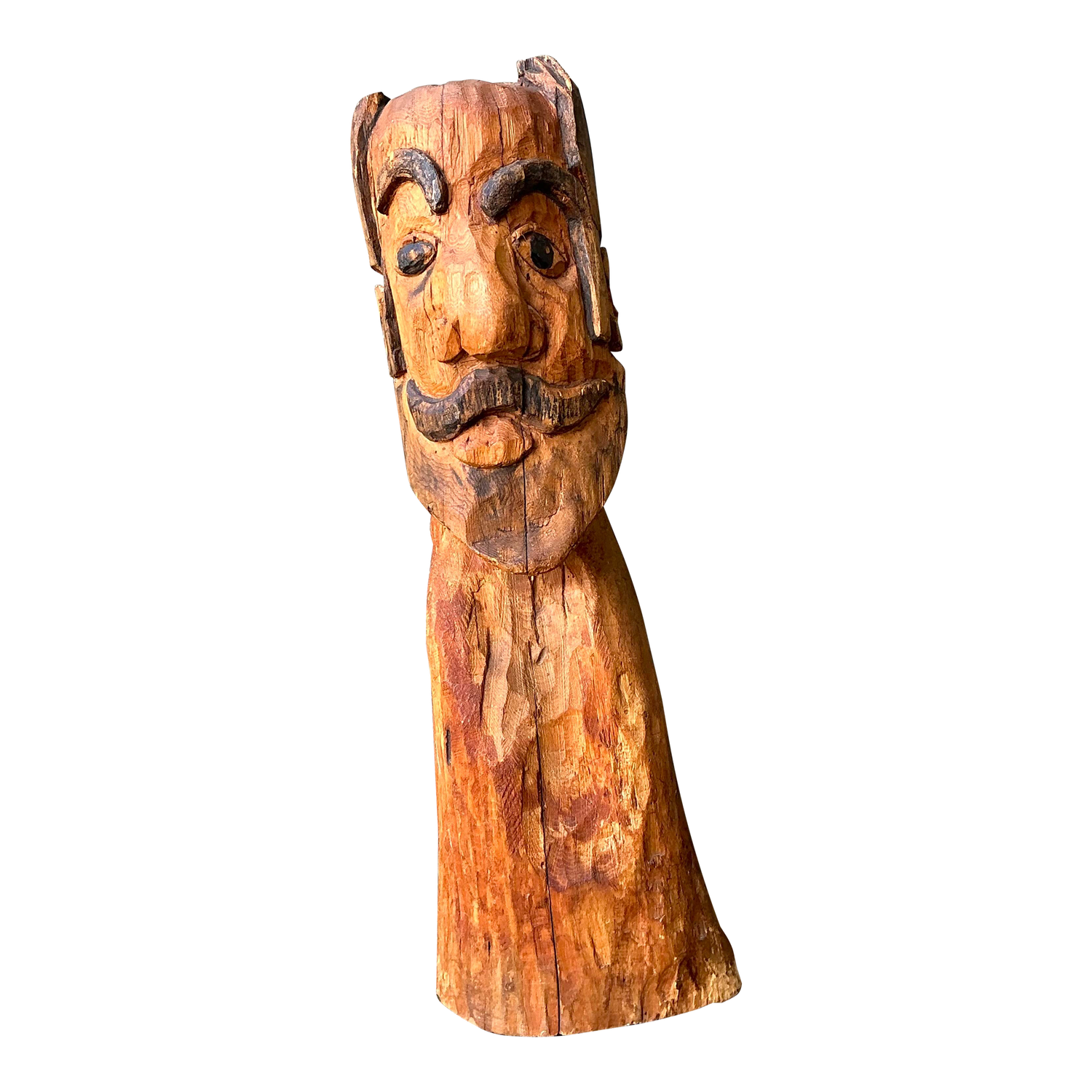 Vintage Hand Carved Man With Mustache - Side view