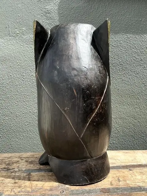 Vintage Hand Carved Owl - Top view