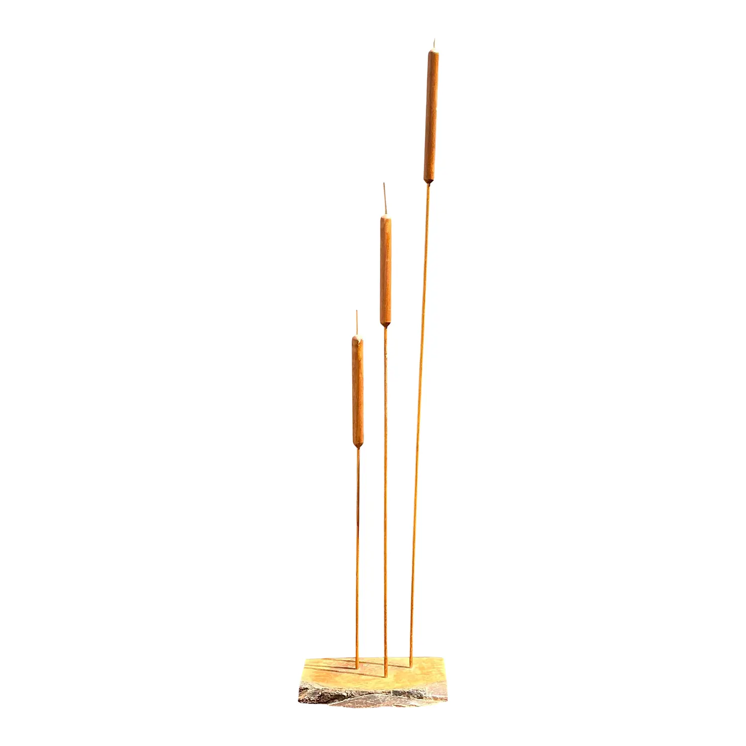 Vintage Hand Carved Sculpture of Cattails