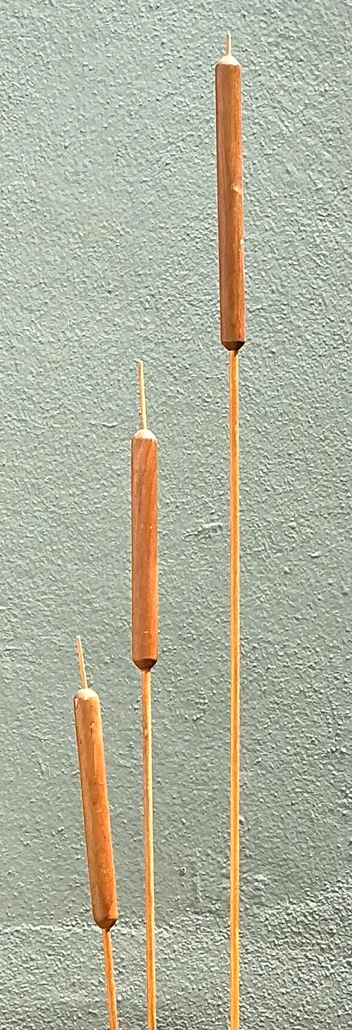 Vintage Hand Carved Sculpture of Cattails - Back view