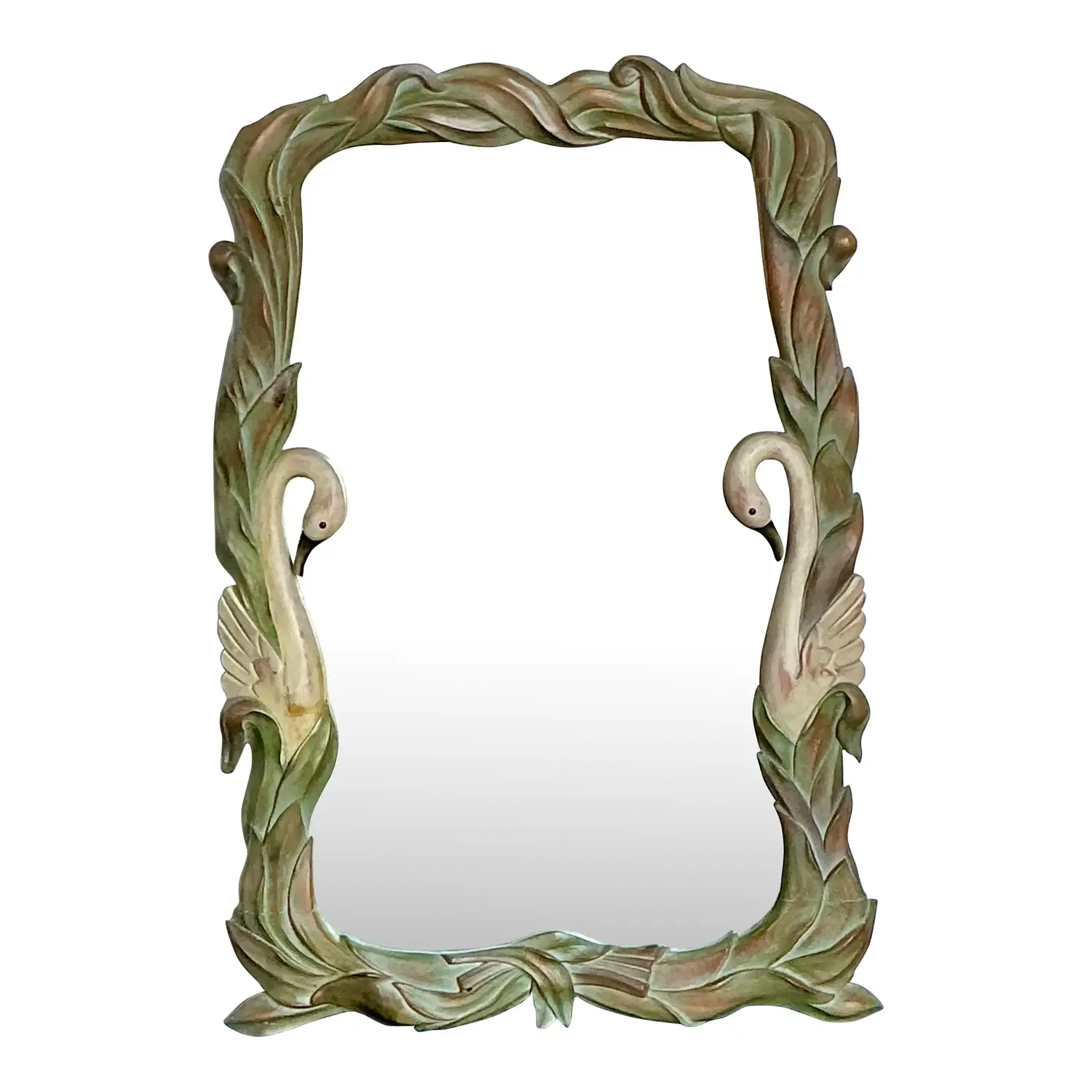 Vintage Hand Carved Swan Mirror