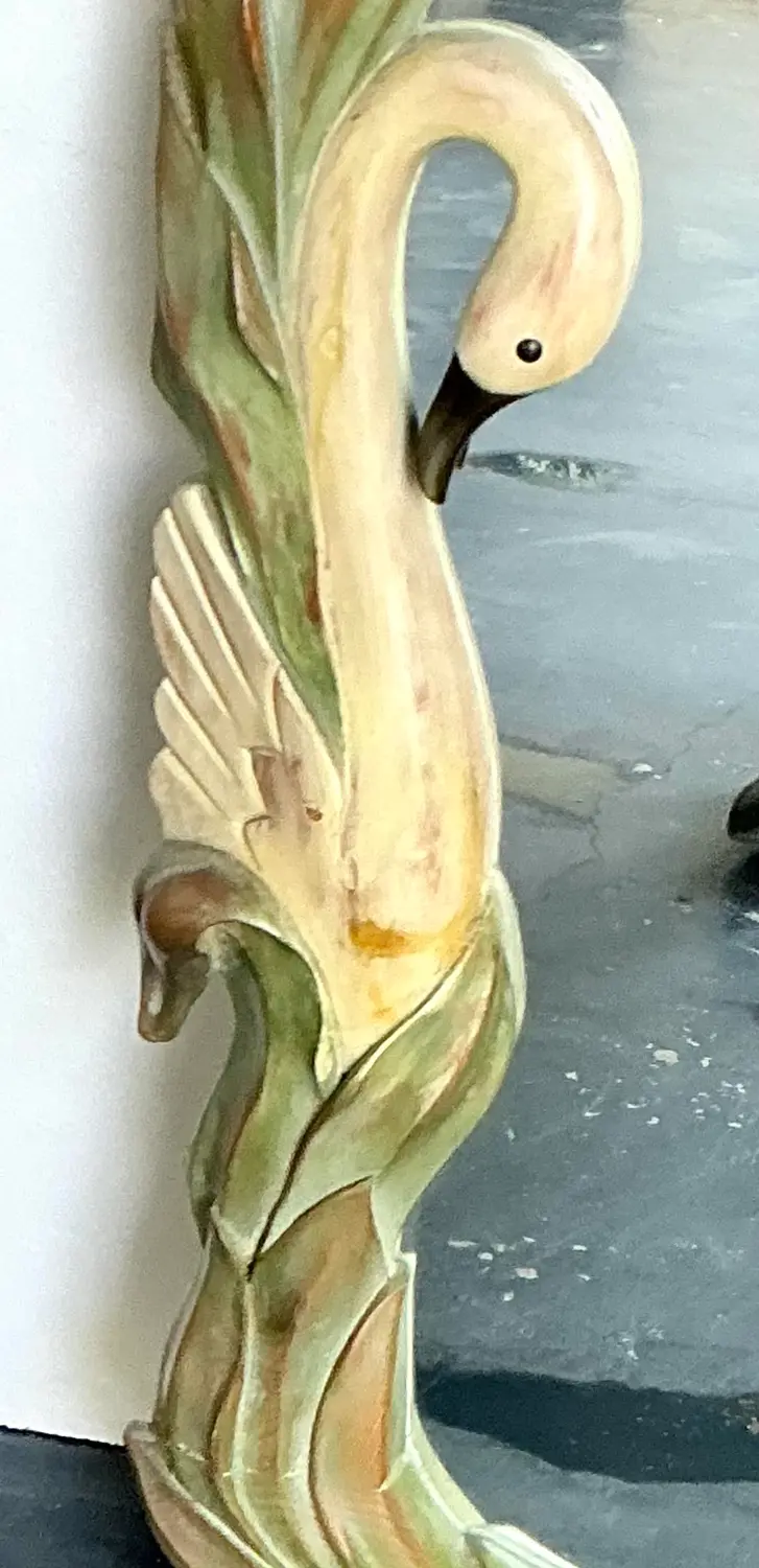 Vintage Hand Carved Swan Mirror - Top view