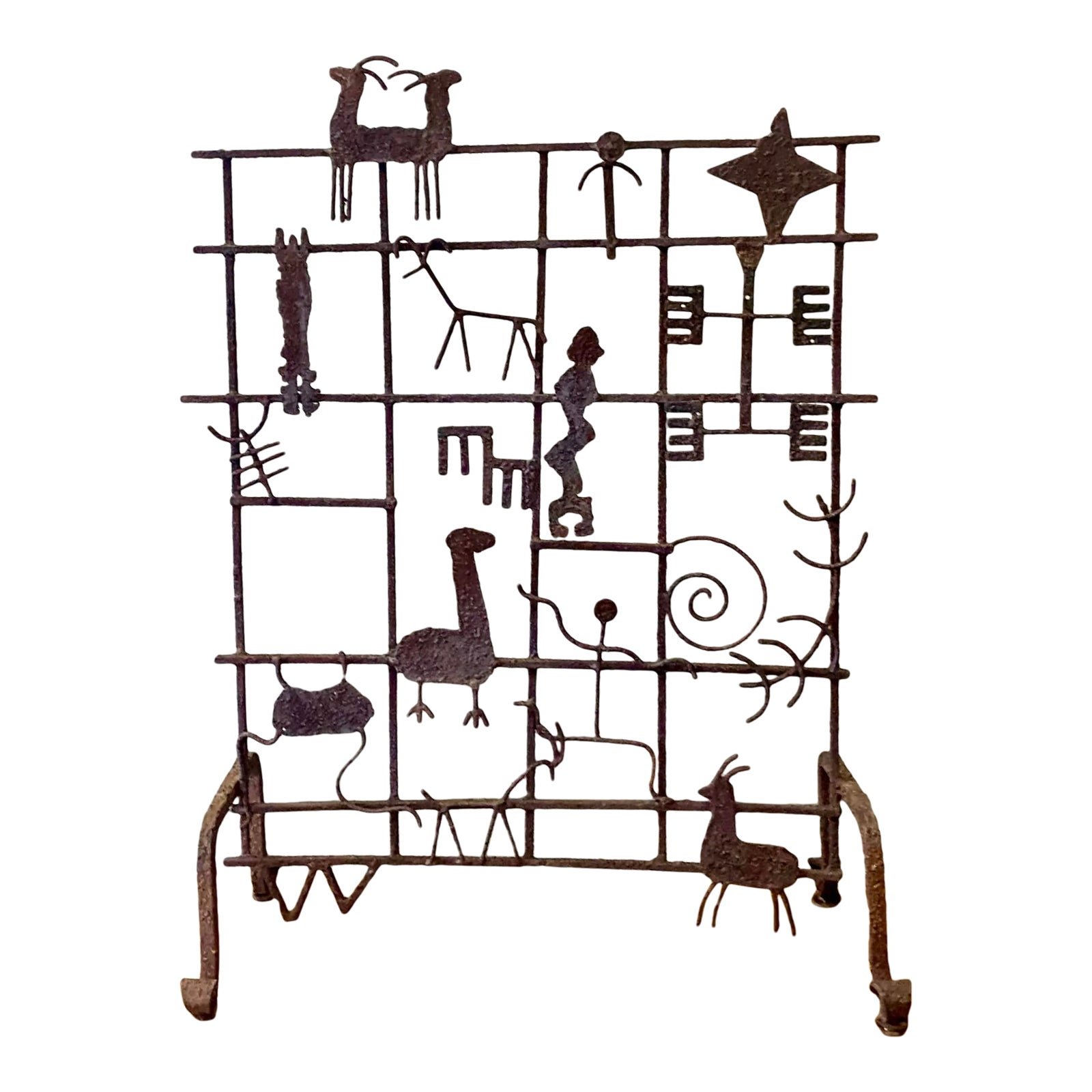 Vintage Hand Forged Iron Fireplace Screen