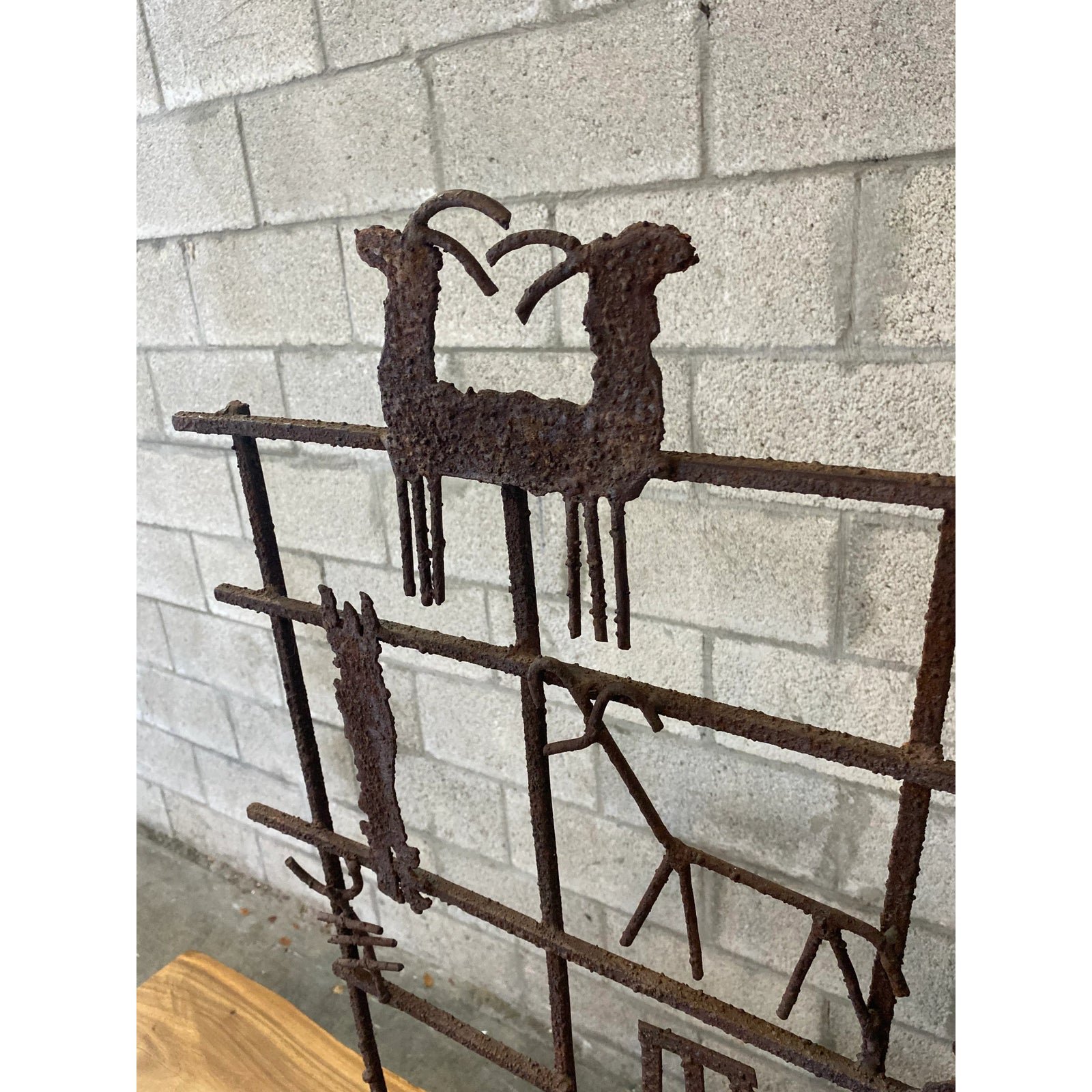 Vintage Hand Forged Iron Fireplace Screen - Side view