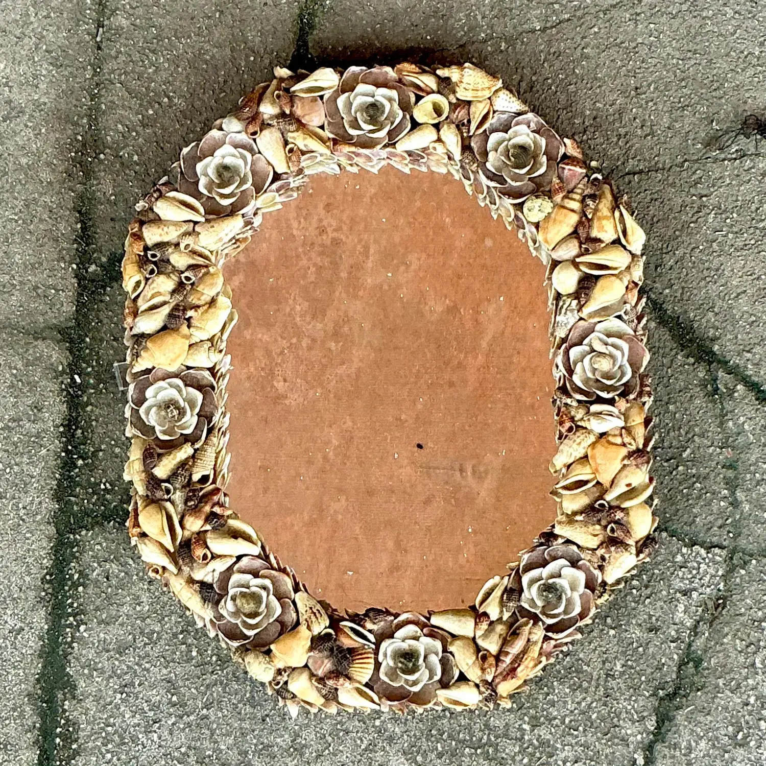 Vintage Hand Made Shell Mirror - Top view