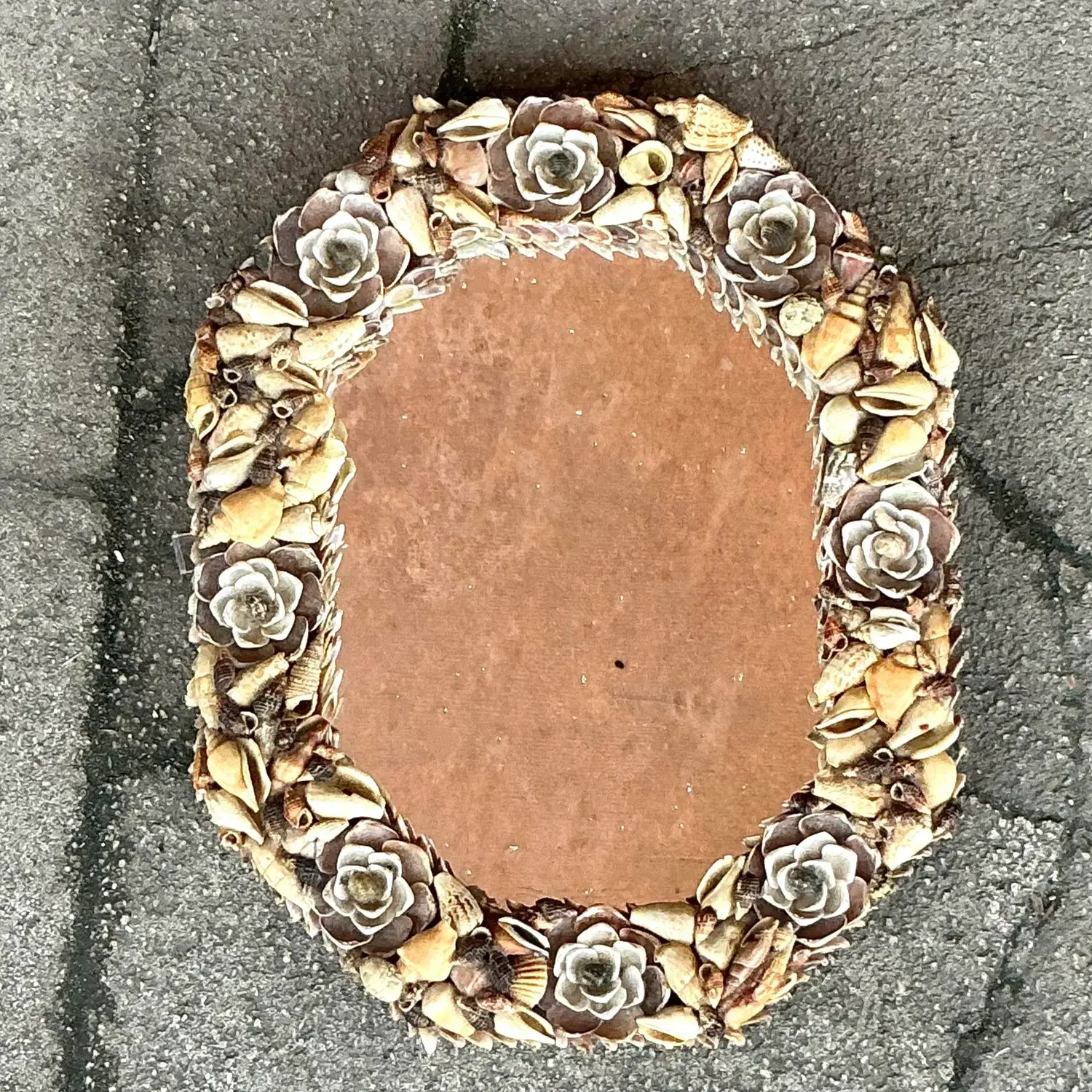 Vintage Hand Made Shell Mirror - Detail view
