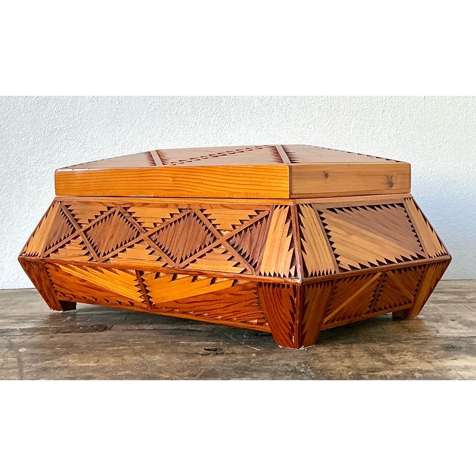 Vintage Hand Made Wood Box - Side view