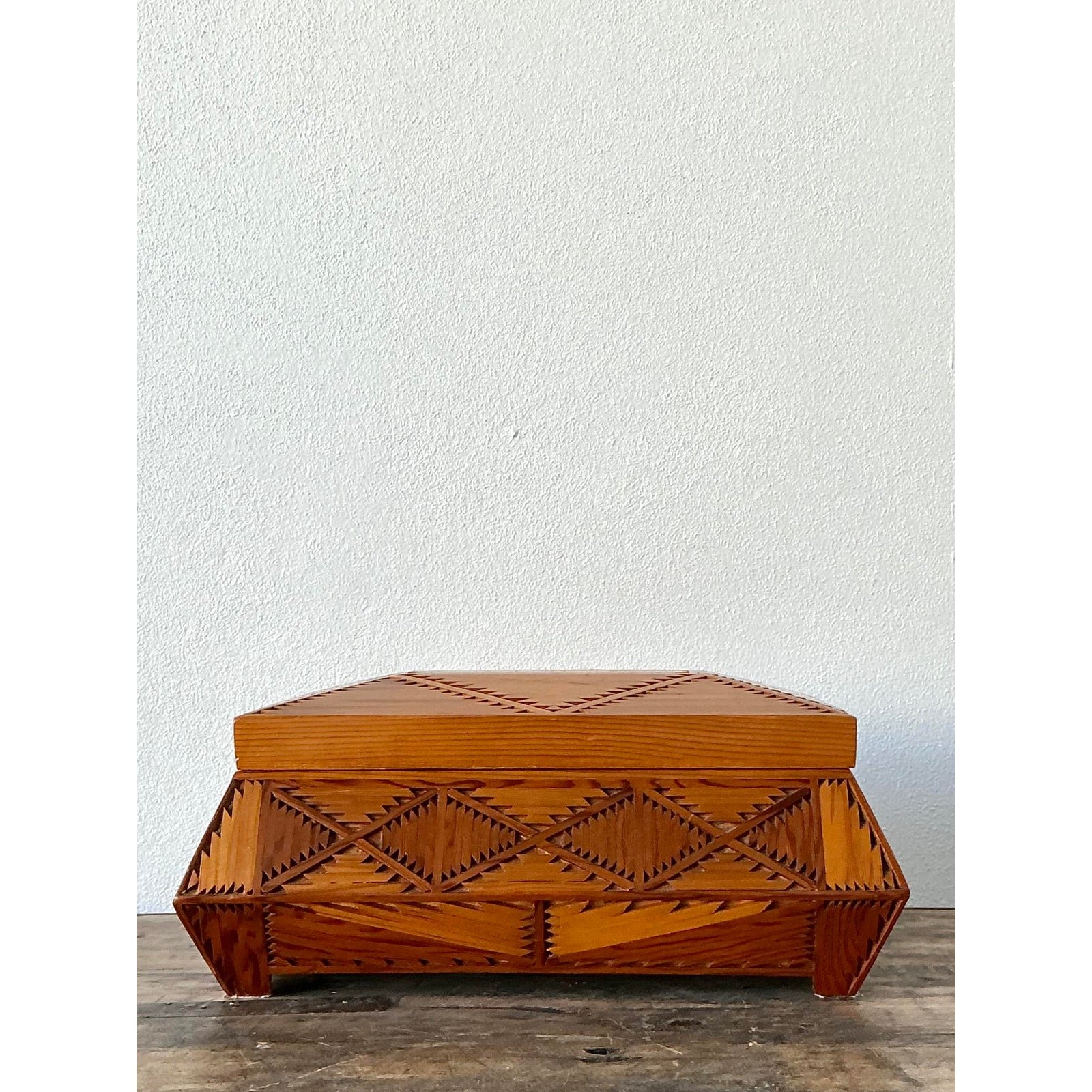 Vintage Hand Made Wood Box - Top view