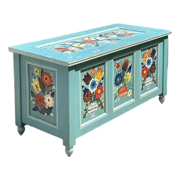 Vintage Hand Painted Blanket Trunk