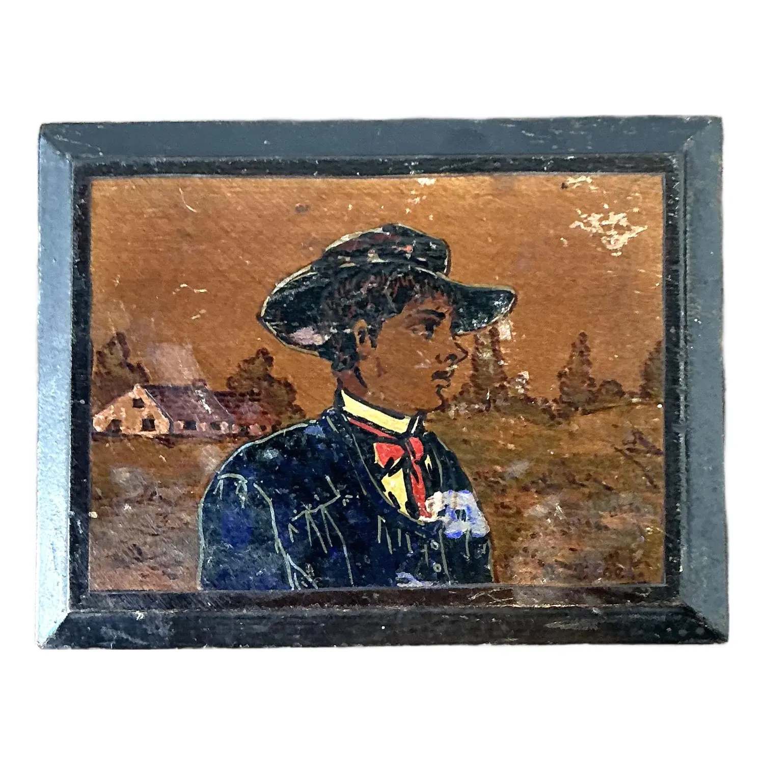Vintage Hand Painted Cowboy Box