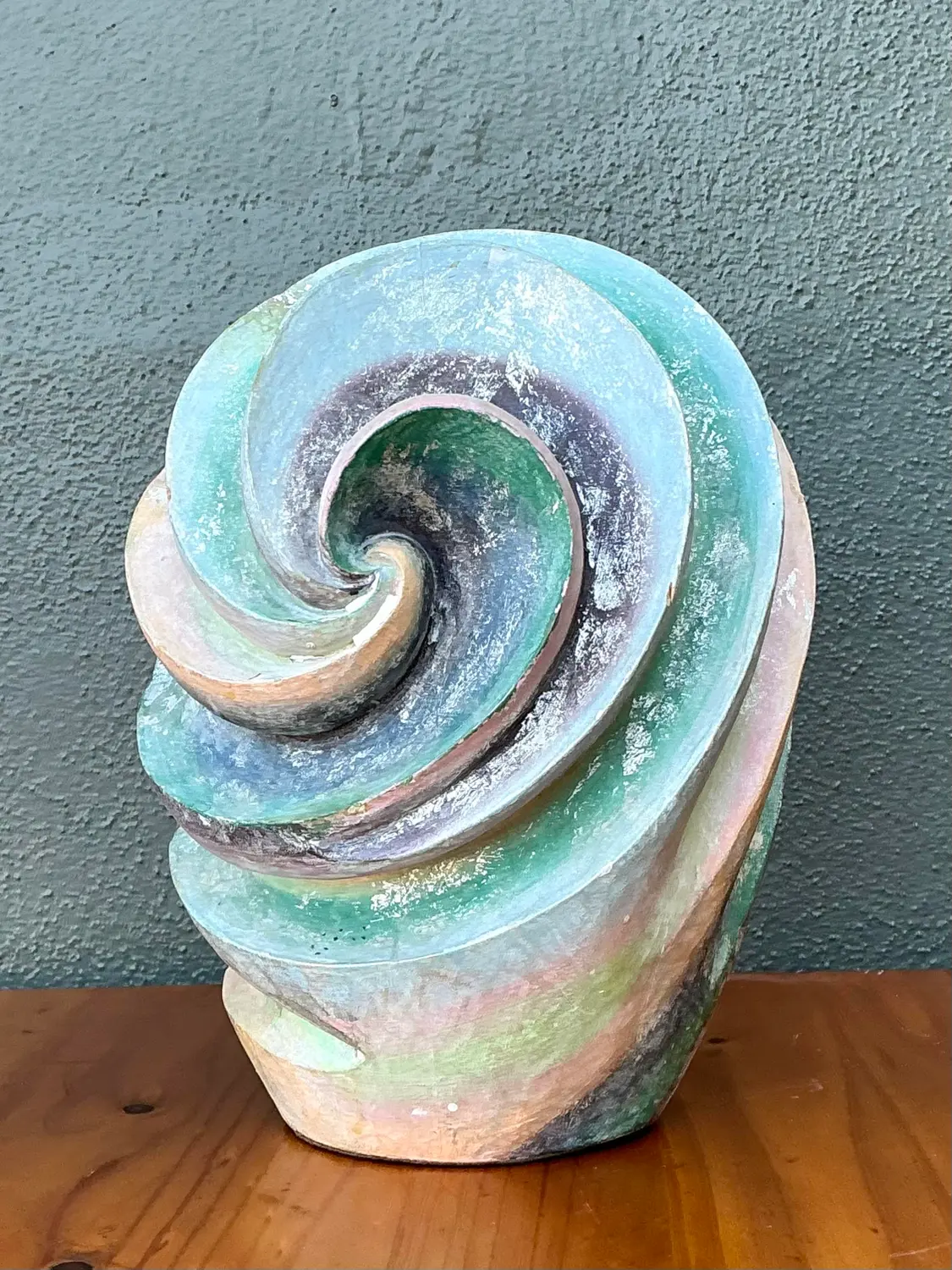 Vintage Hand Painted Geometric Sculpture. - Detail view