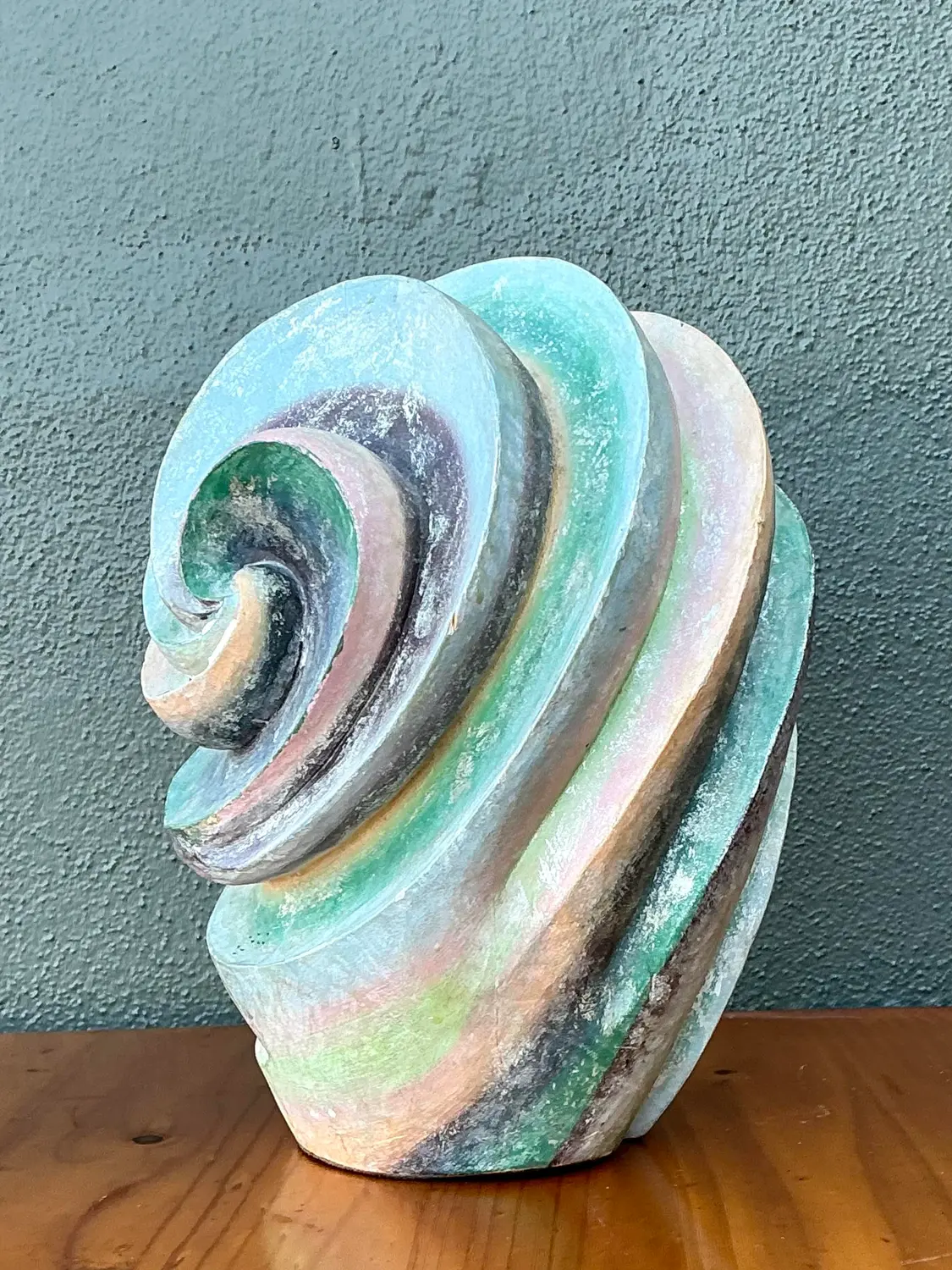 Vintage Hand Painted Geometric Sculpture. - Top view