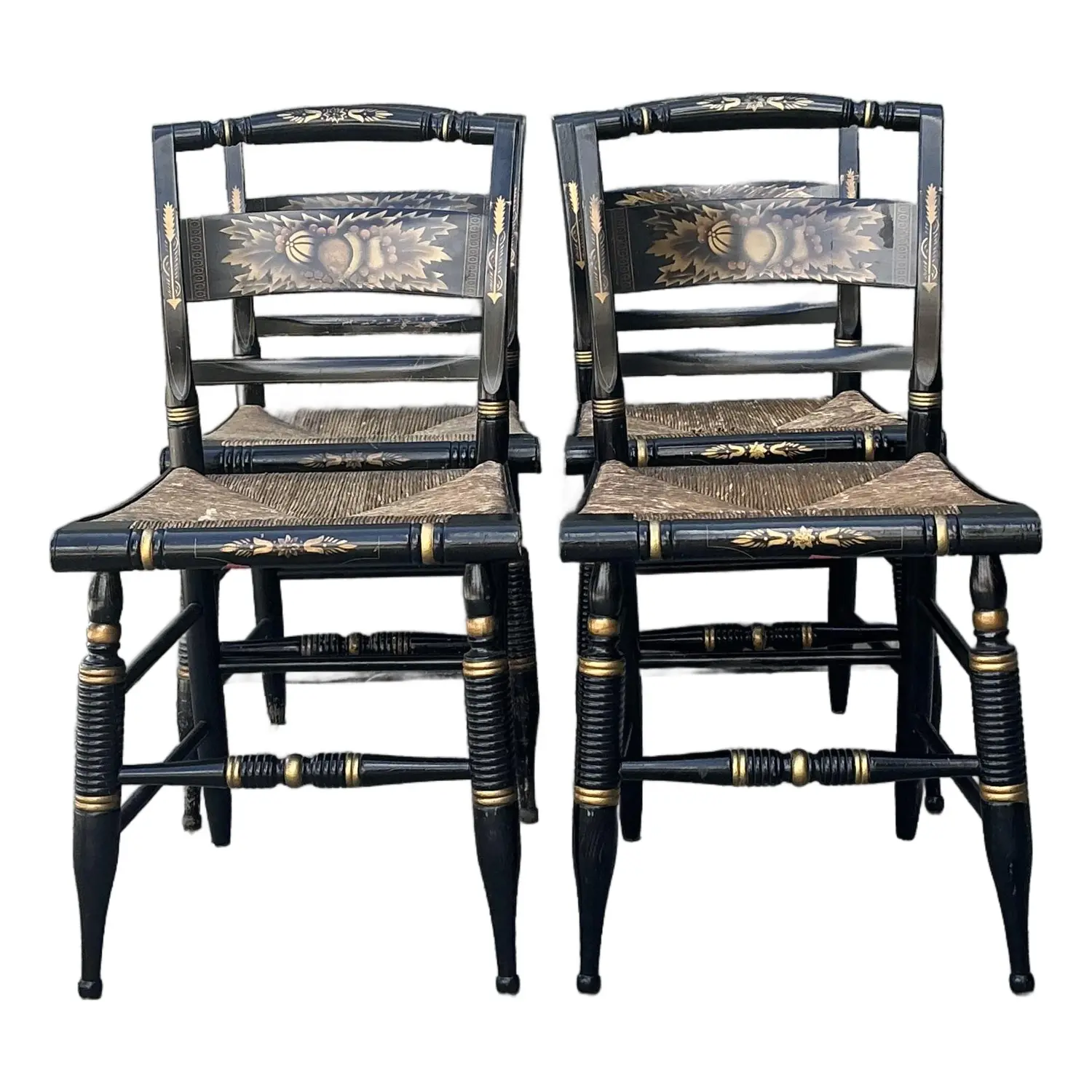 Vintage Hand Painted Hitchcock Chairs - Set of 4