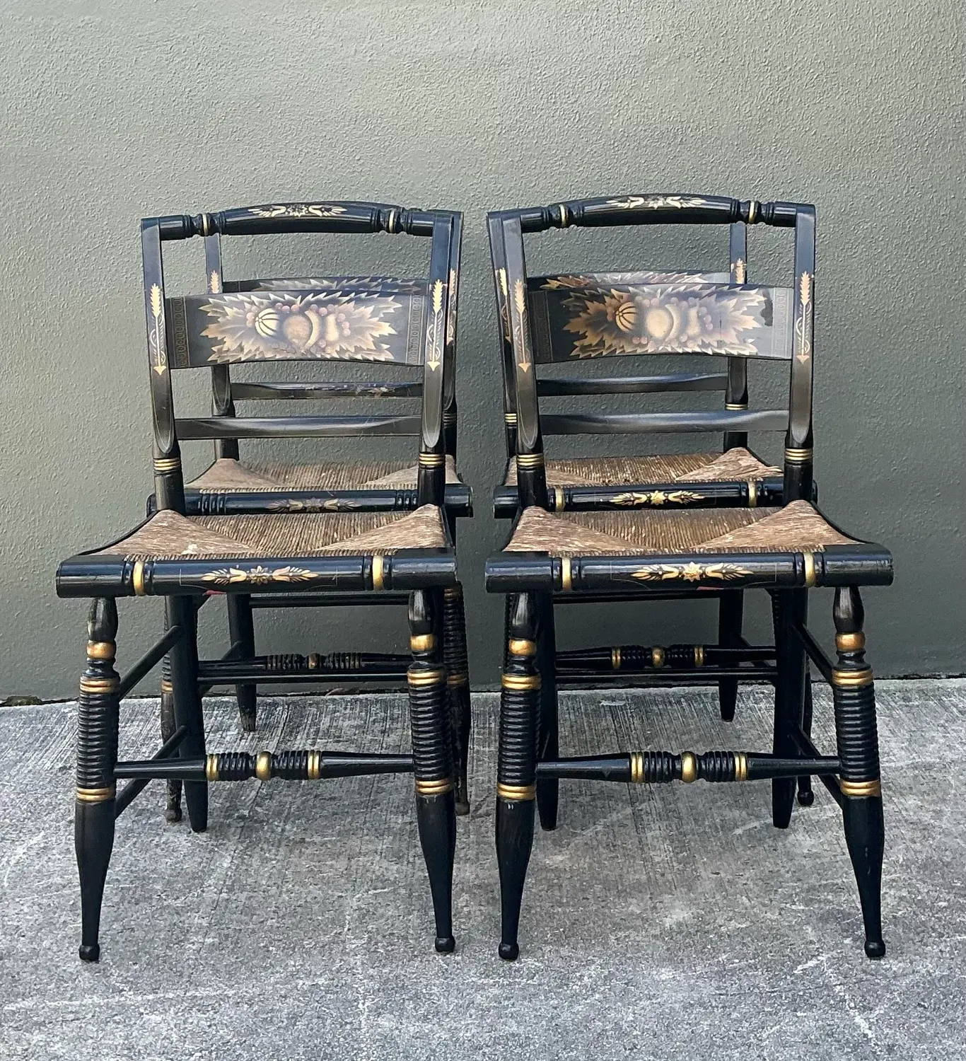 Vintage Hand Painted Hitchcock Chairs - Set of 4 - Top view