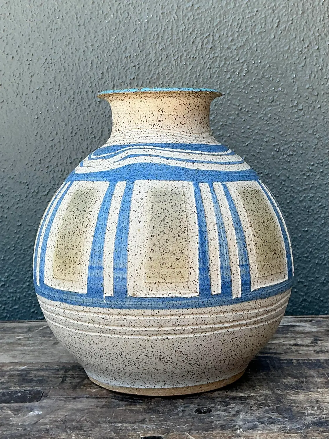 Vintage Hand Painted Original Studio Pottery Vase - Detail view