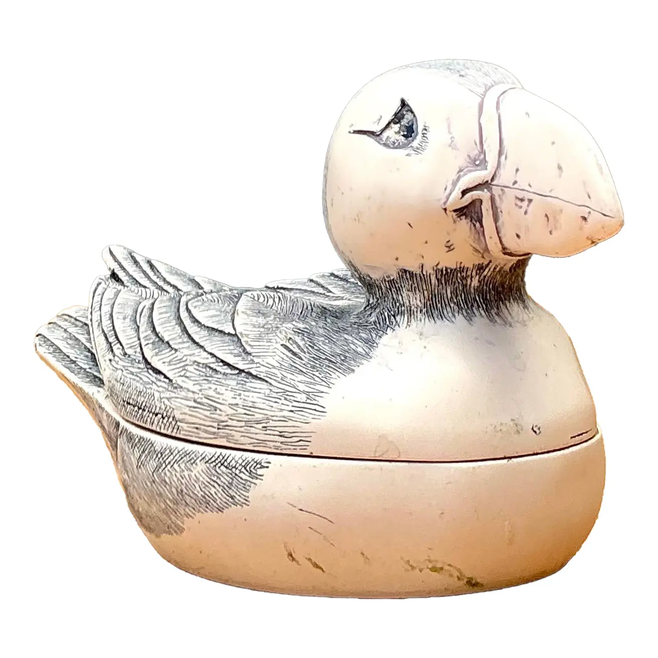 Vintage Hand Painted Puffin Ring Box