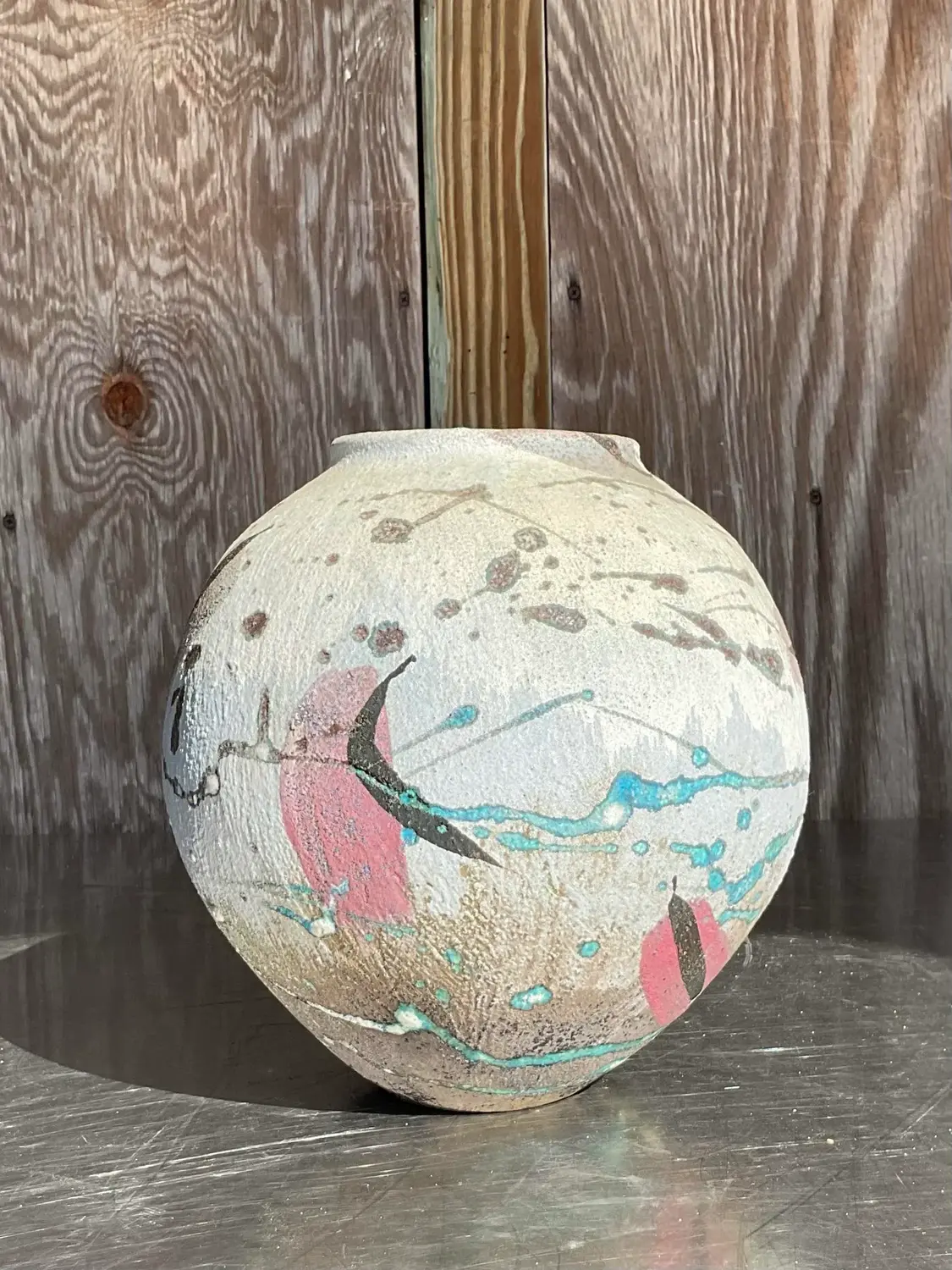 Vintage Hand Painted Studio Pottery Vase - Detail view