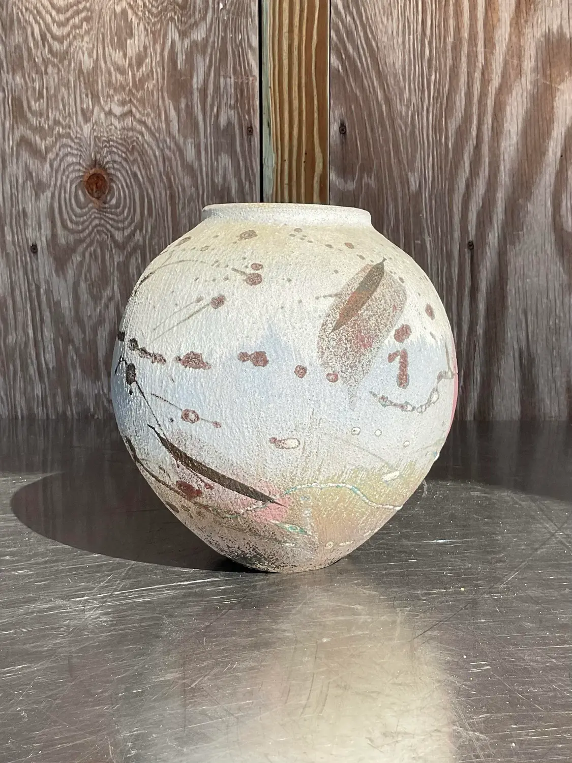 Vintage Hand Painted Studio Pottery Vase - Side view